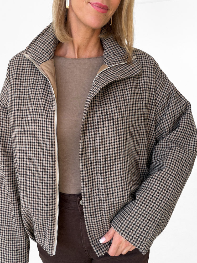 "Marena" Bomber-Style Jacke aus Baumwolle - braun