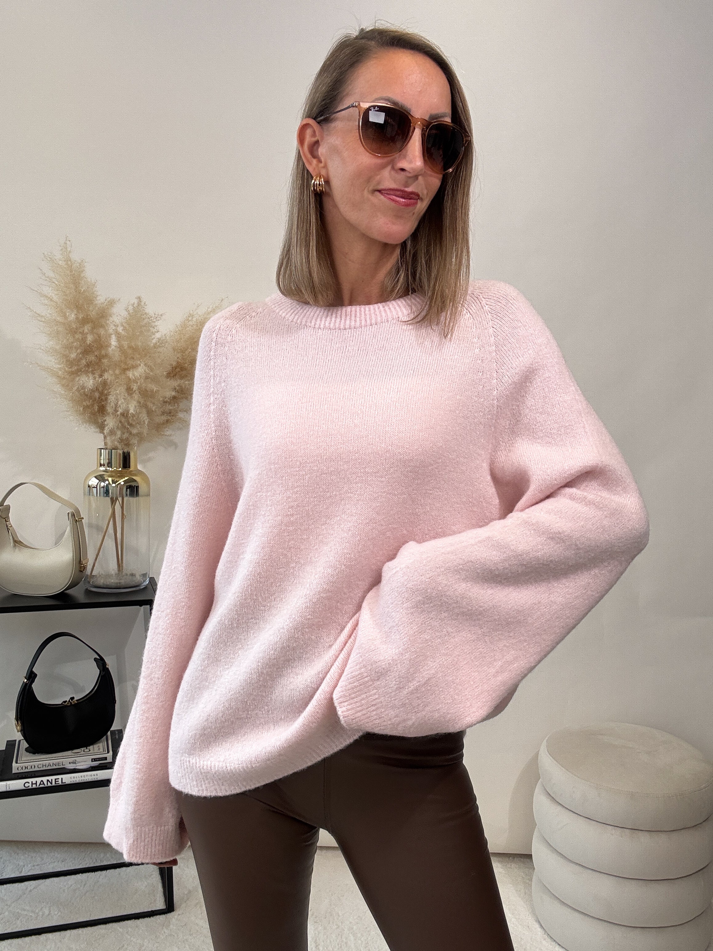"Lana" kuscheliger Baby Alpaka Pullover - puderrosa