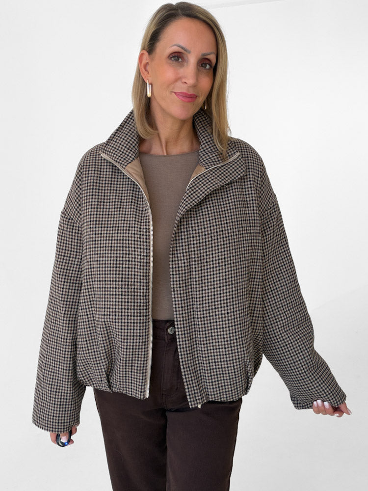 "Marena" Bomber-Style Jacke aus Baumwolle - braun