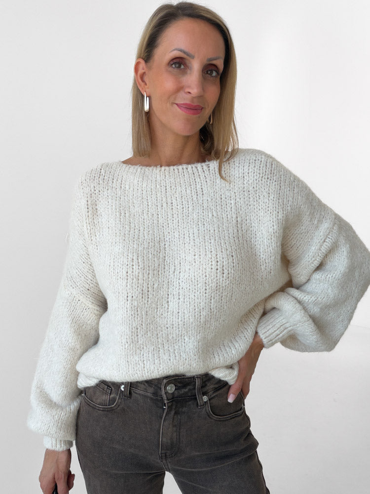 "Siena" Wende-Pullover mit Lana Wolle & Viskose - creme