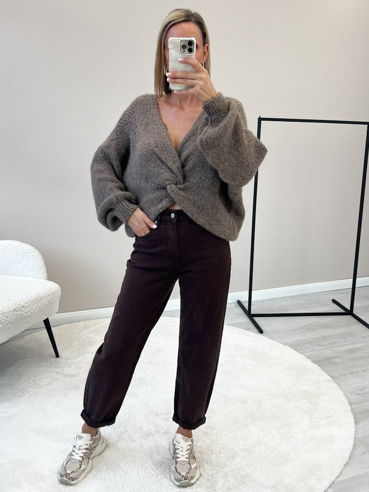 "Siena" Wende-Pullover mit Lana Wolle & Viskose - mocca