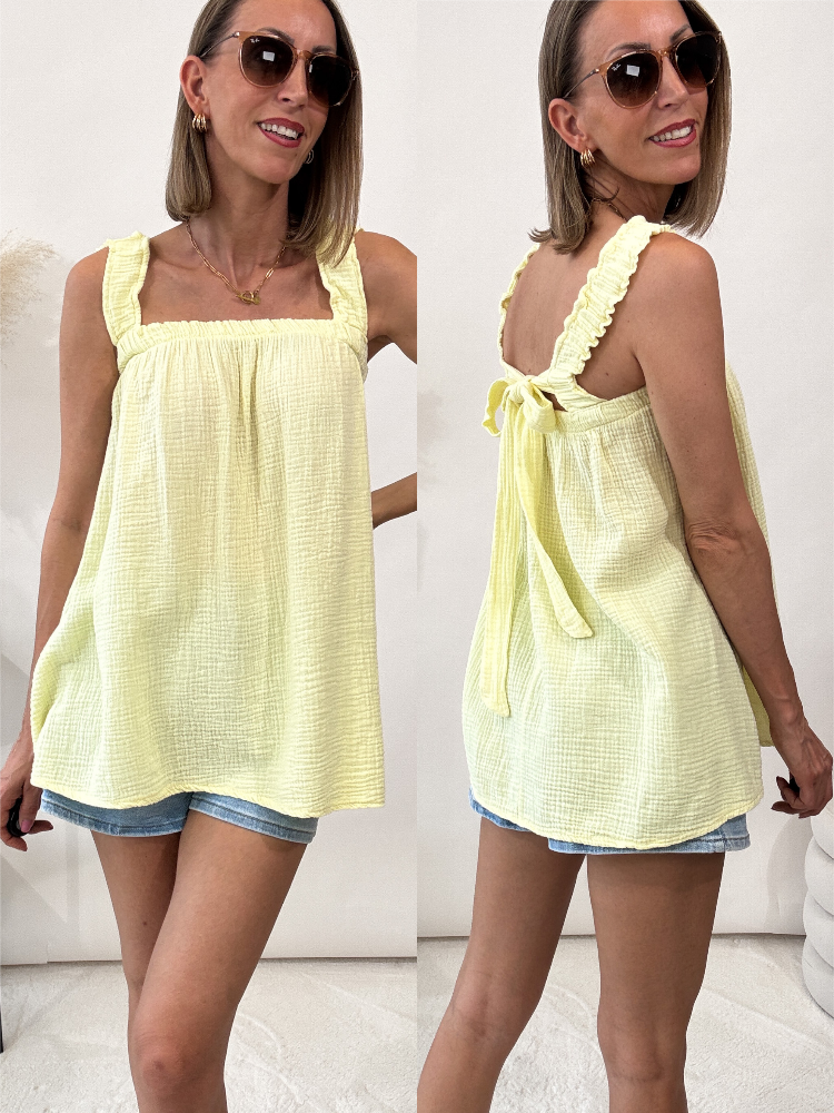 "Sweet Bow" Musselin Top aus Baumwolle - gelb