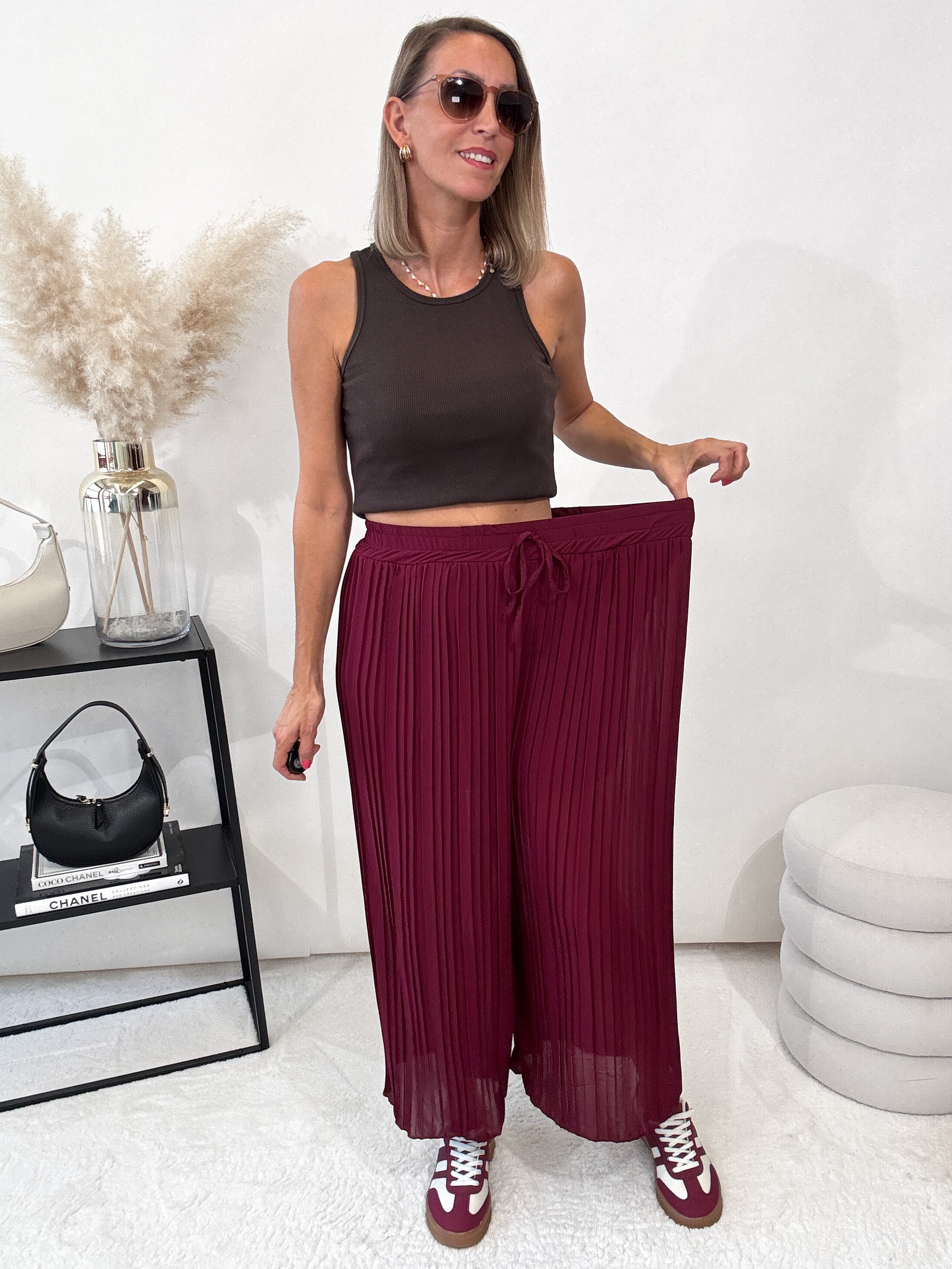 Culotte Plissee Hose - bordeaux