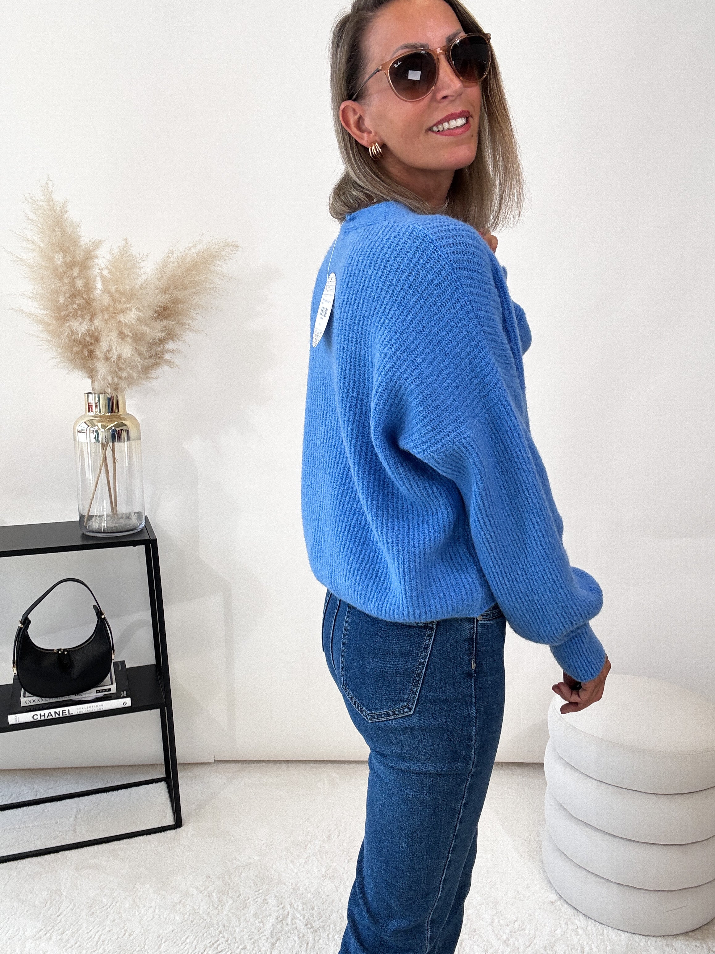 "New York" kuscheliger Cardigan - blau