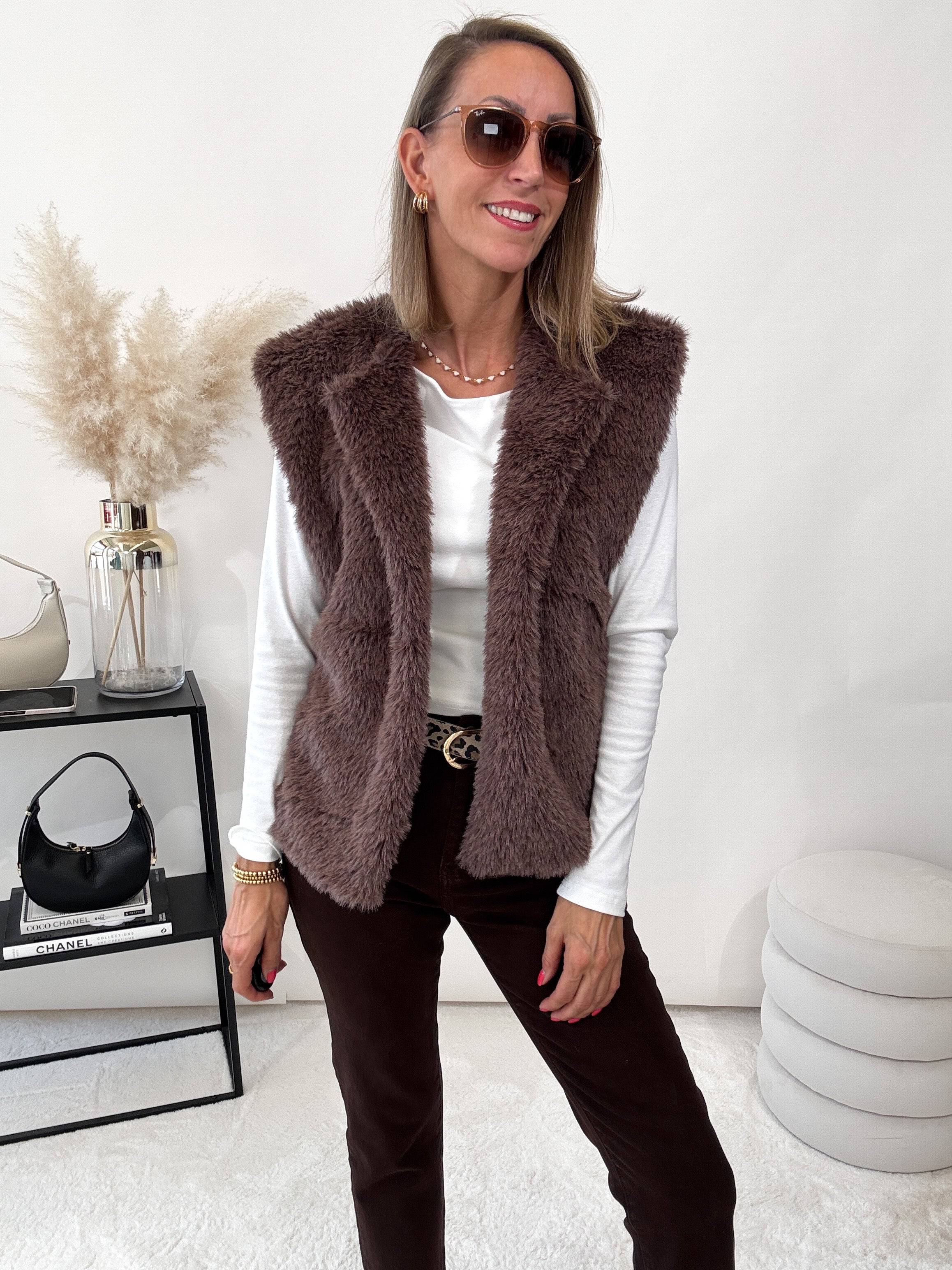 "Teddy Glam Vest" schicke Weste - braun