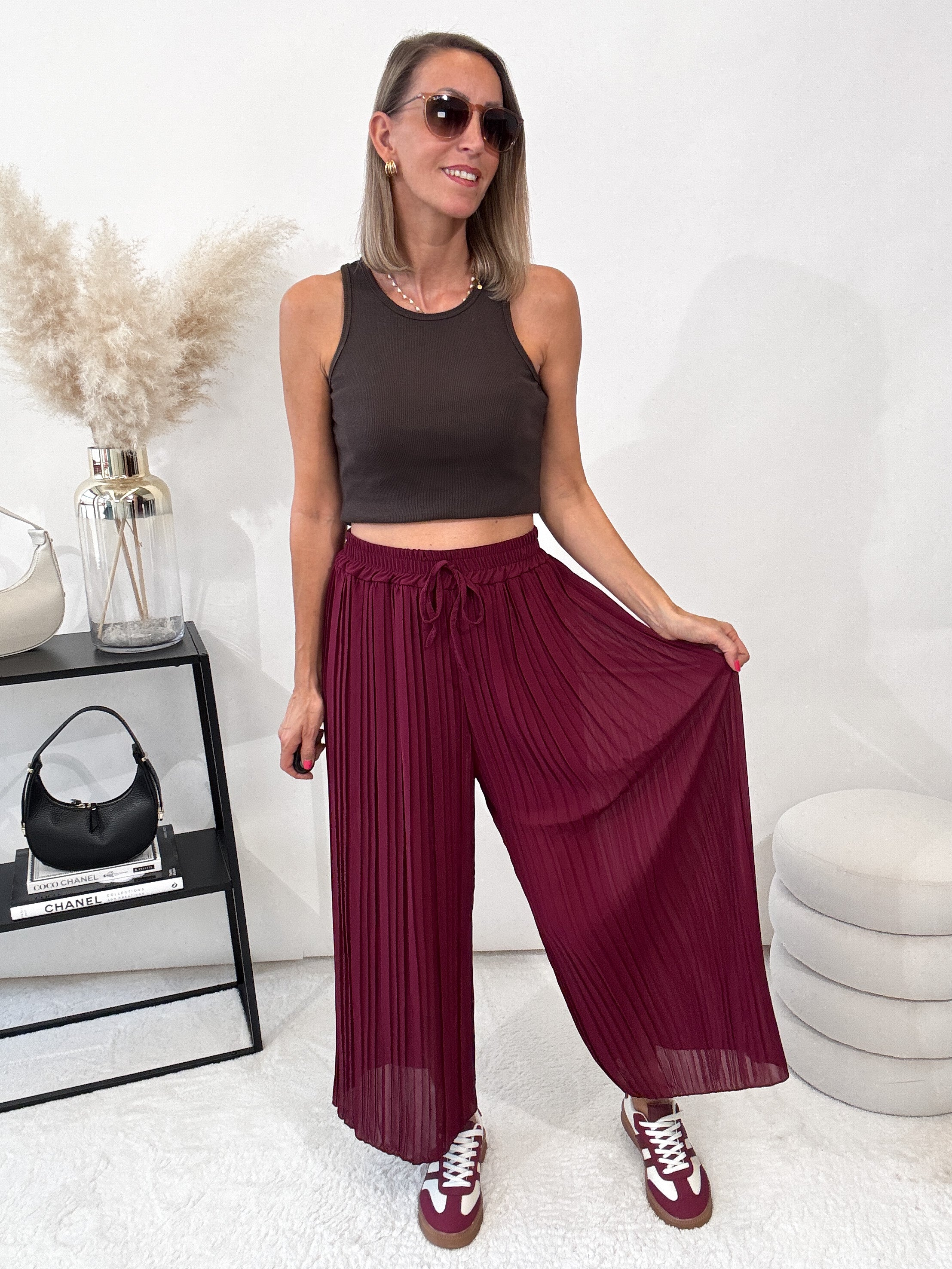 Culotte Plissee Hose - bordeaux