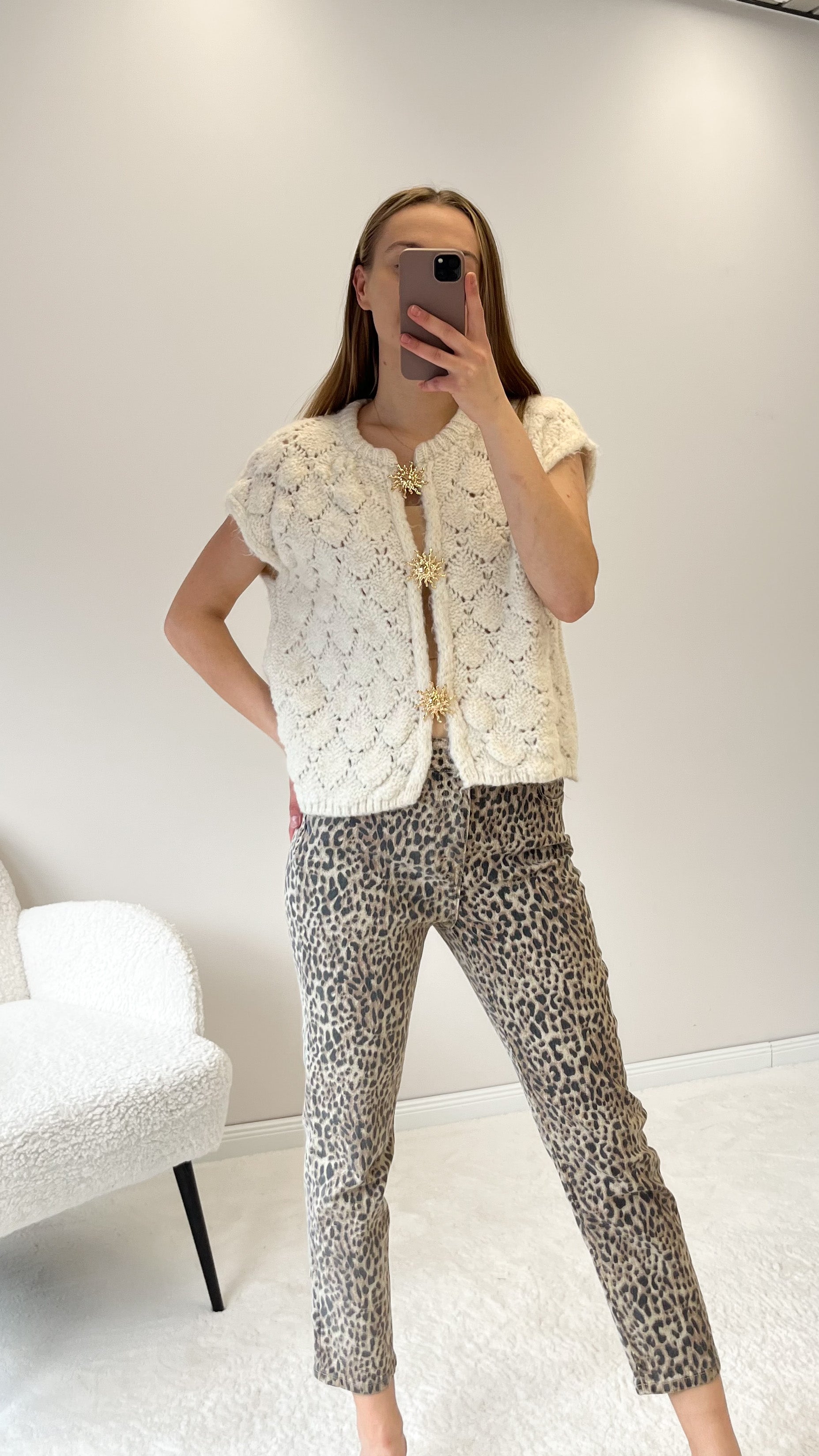 "Stella Vest" kuschelige Cardigan-Weste - beige