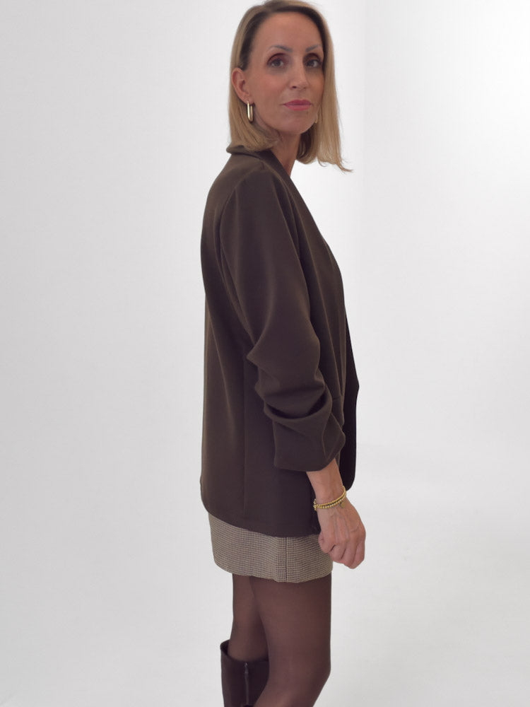 "Aria" toller Blazer aus Butterstoff - chocobraun