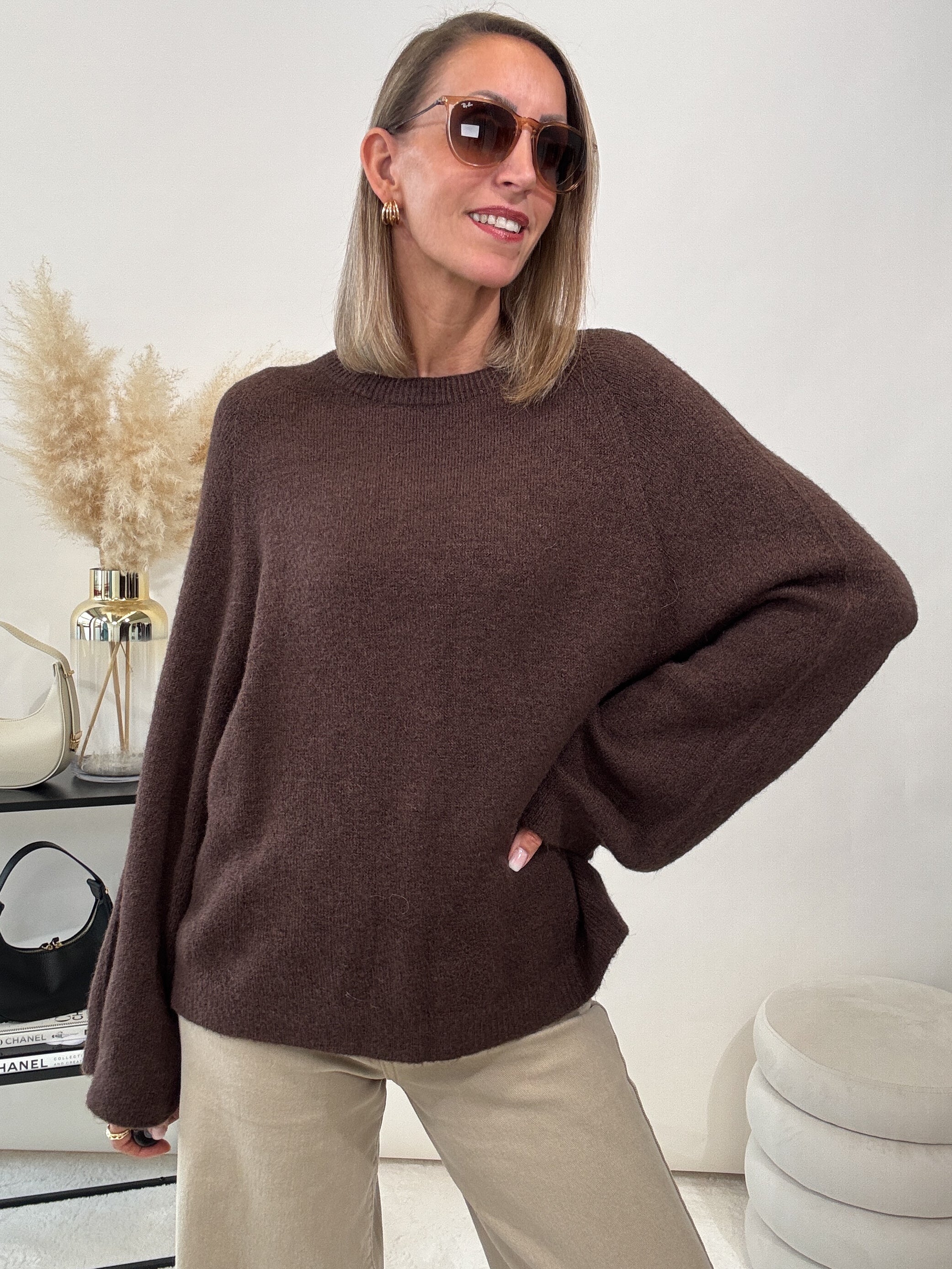 „Lana" kuscheliger Baby Alpaka Pullover - braun