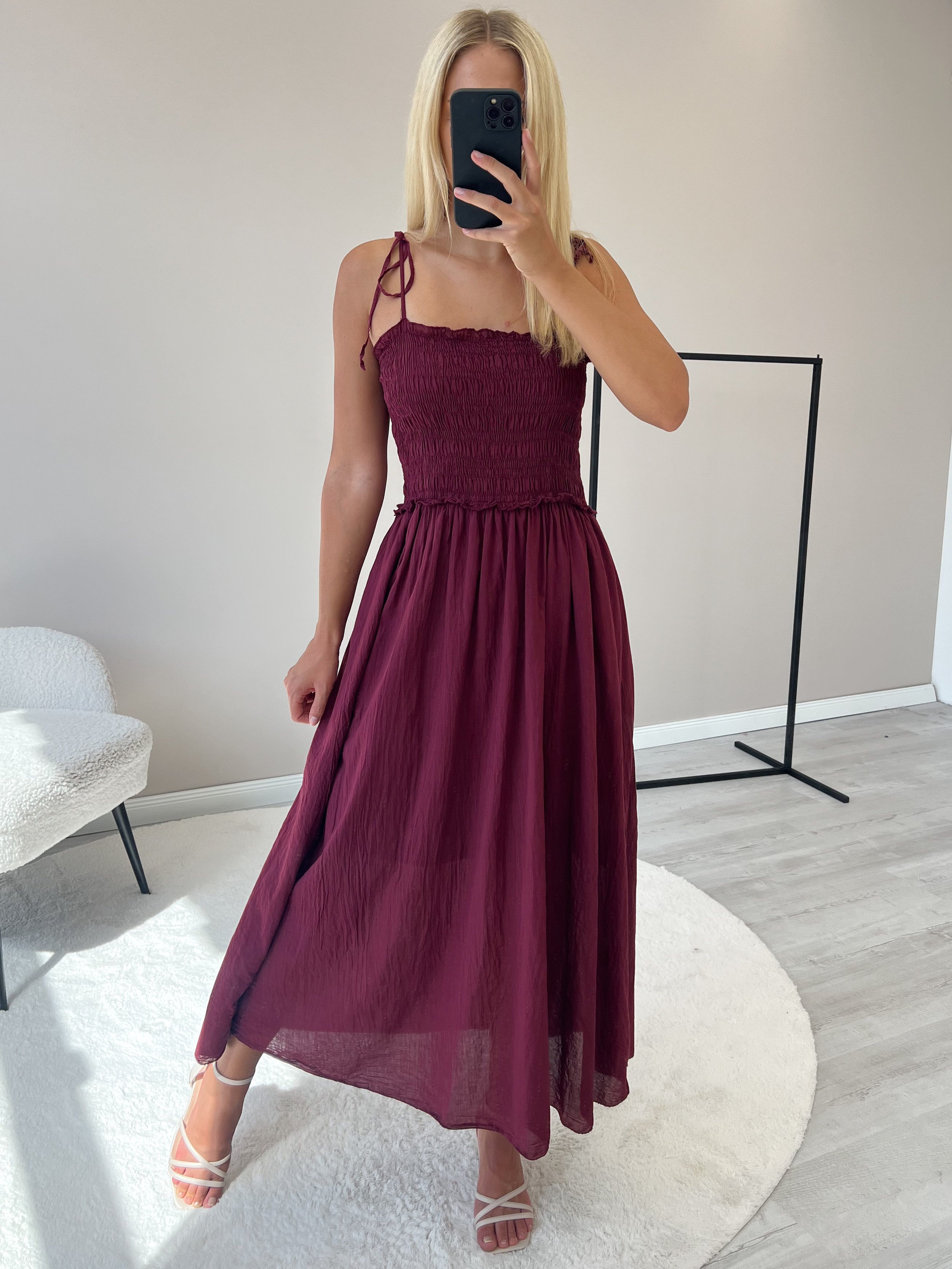 "Summer Breeze" - schönes Maxikleid aus Baumwolle - bordeaux