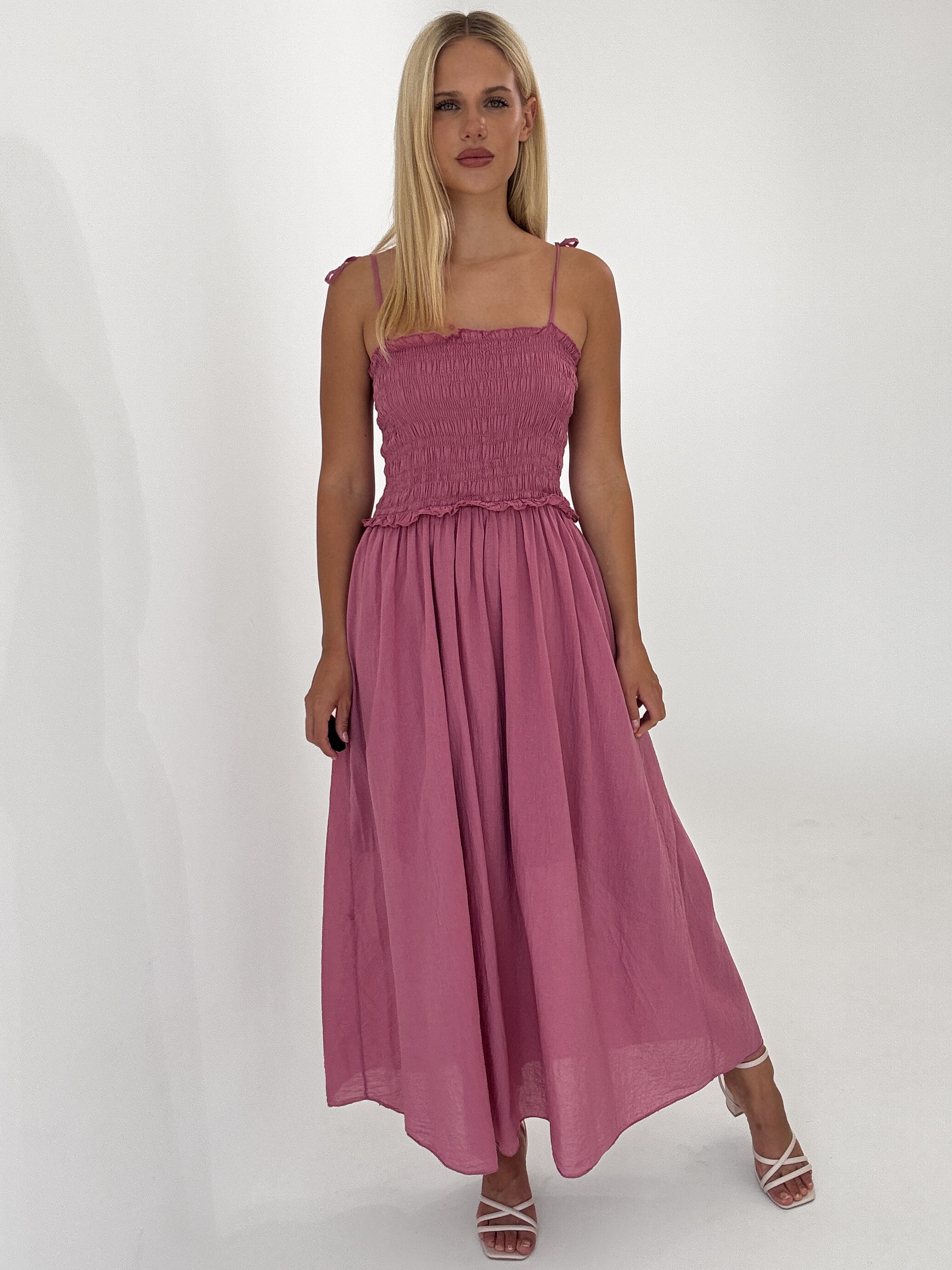 "Summer Breeze" - schönes Maxikleid aus Baumwolle - beere