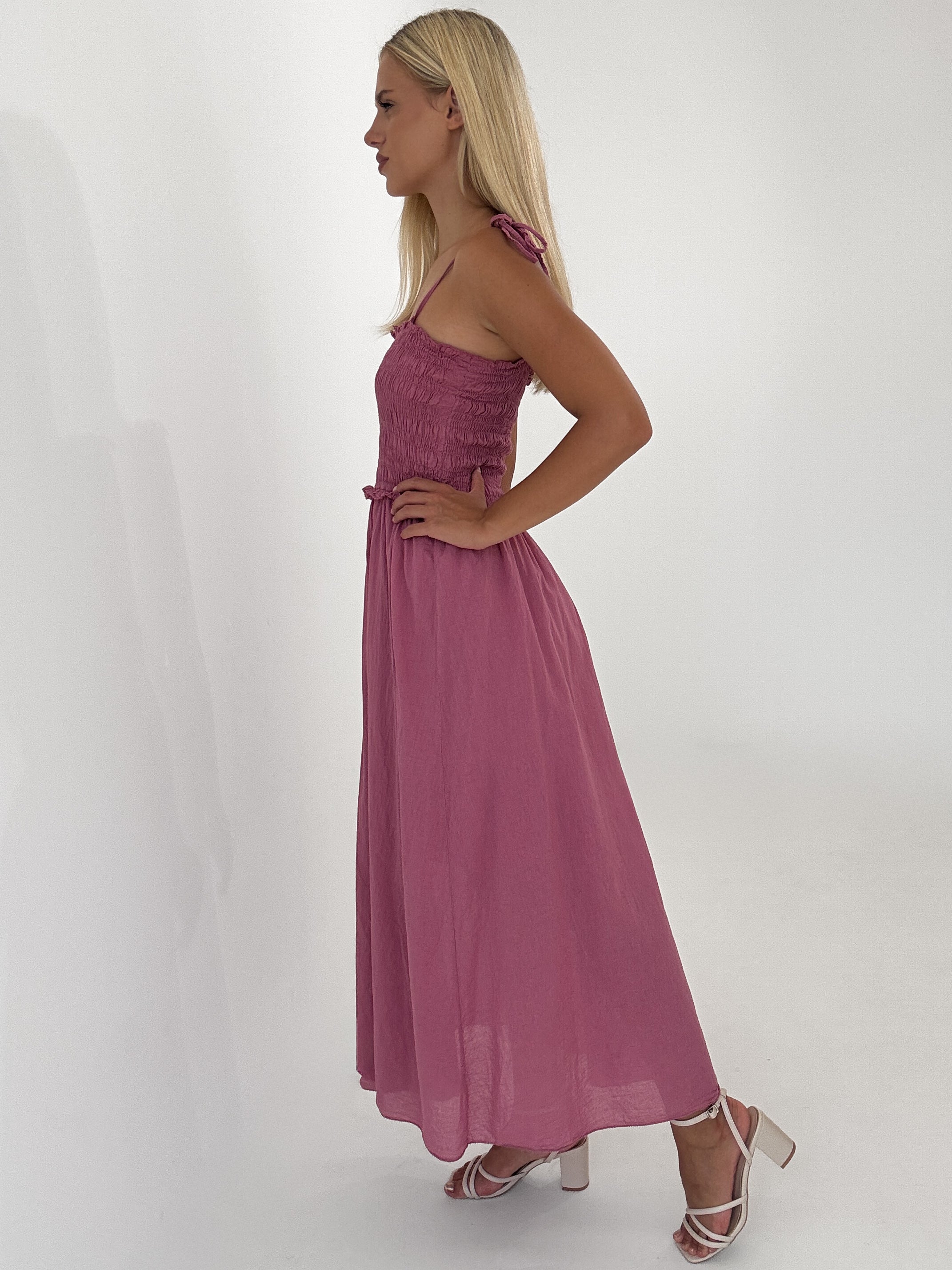 "Summer Breeze" - schönes Maxikleid aus Baumwolle - beere