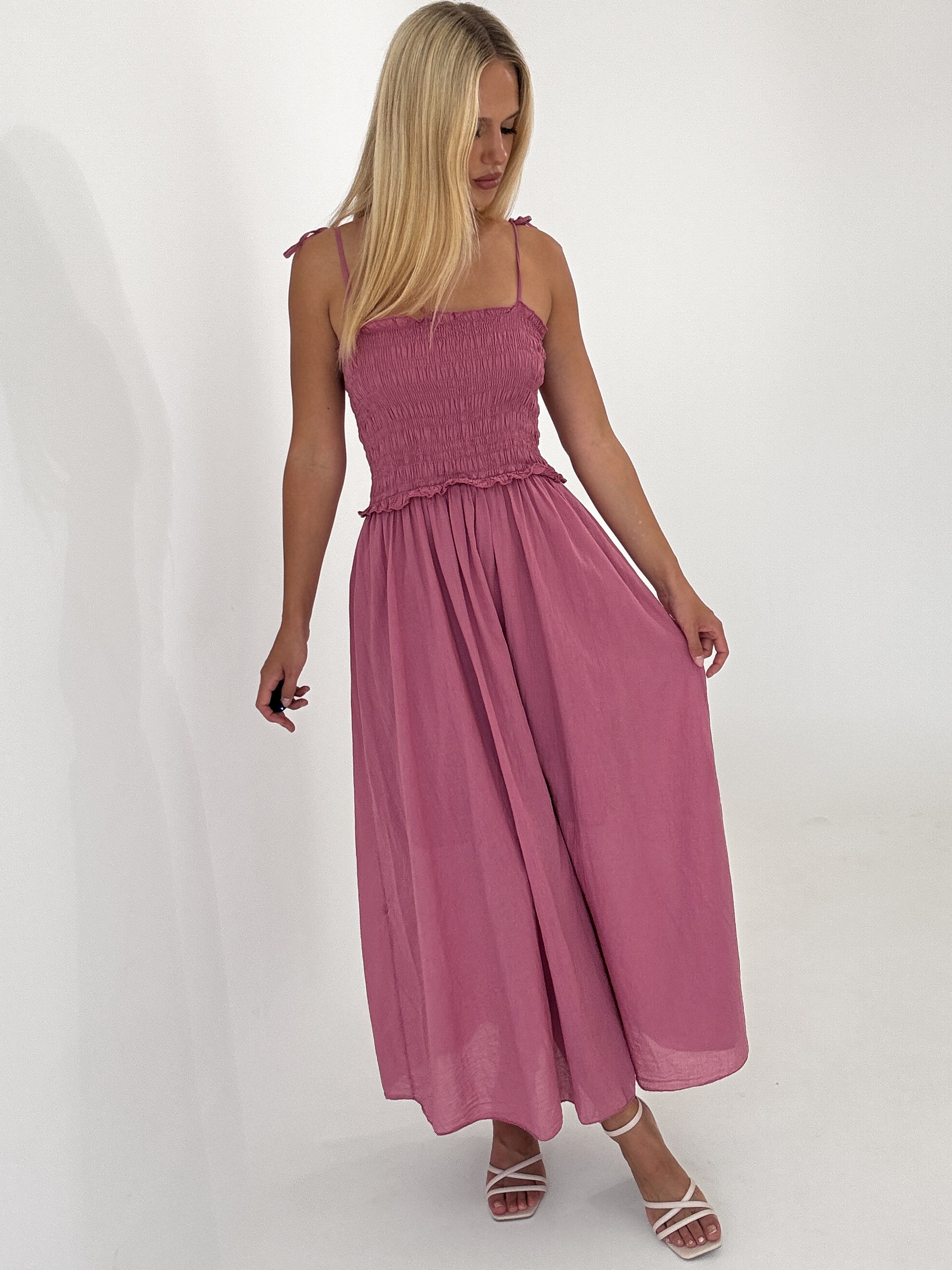 "Summer Breeze" - schönes Maxikleid aus Baumwolle - beere