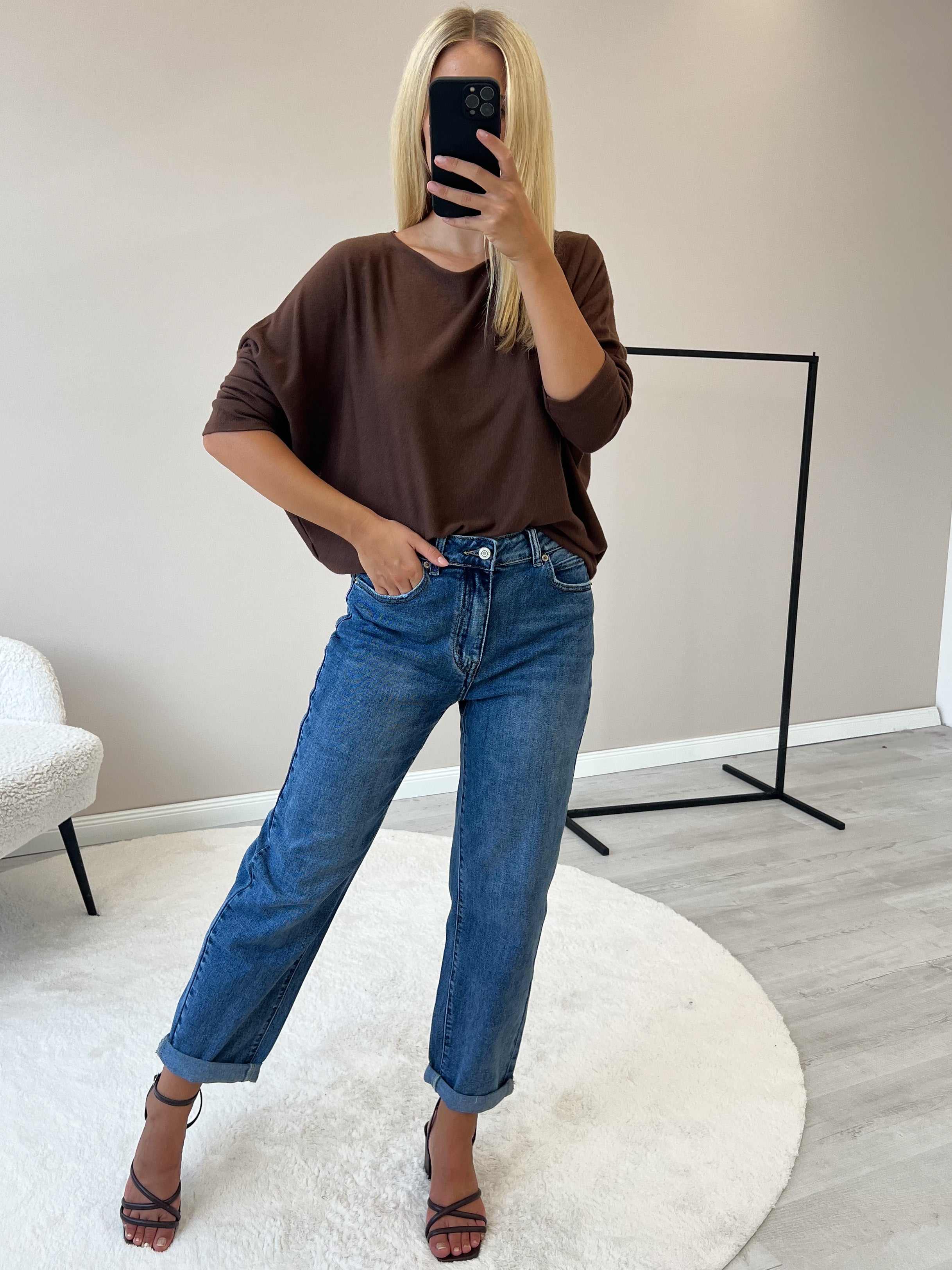 "Soft" weiches Longshirt aus Viscose & Wolle - braun