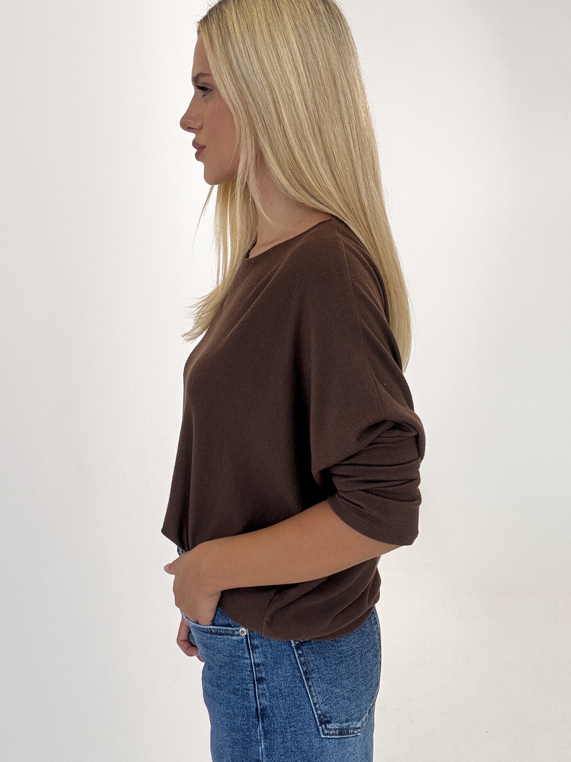 "Soft" weiches Longshirt aus Viscose & Wolle - braun