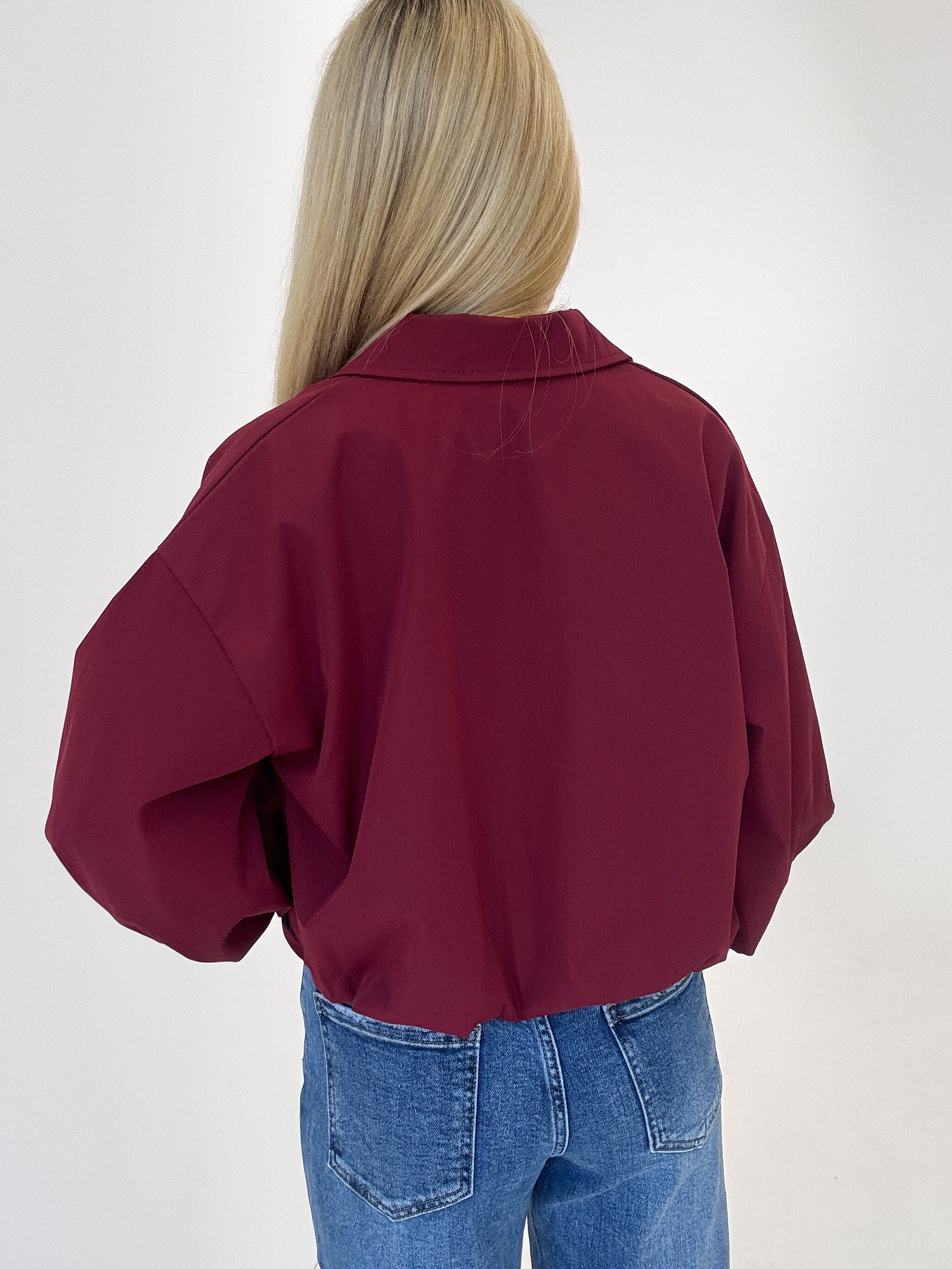 "Mena" stylische Jacke mit 7/8 Ärmeln - bordeaux