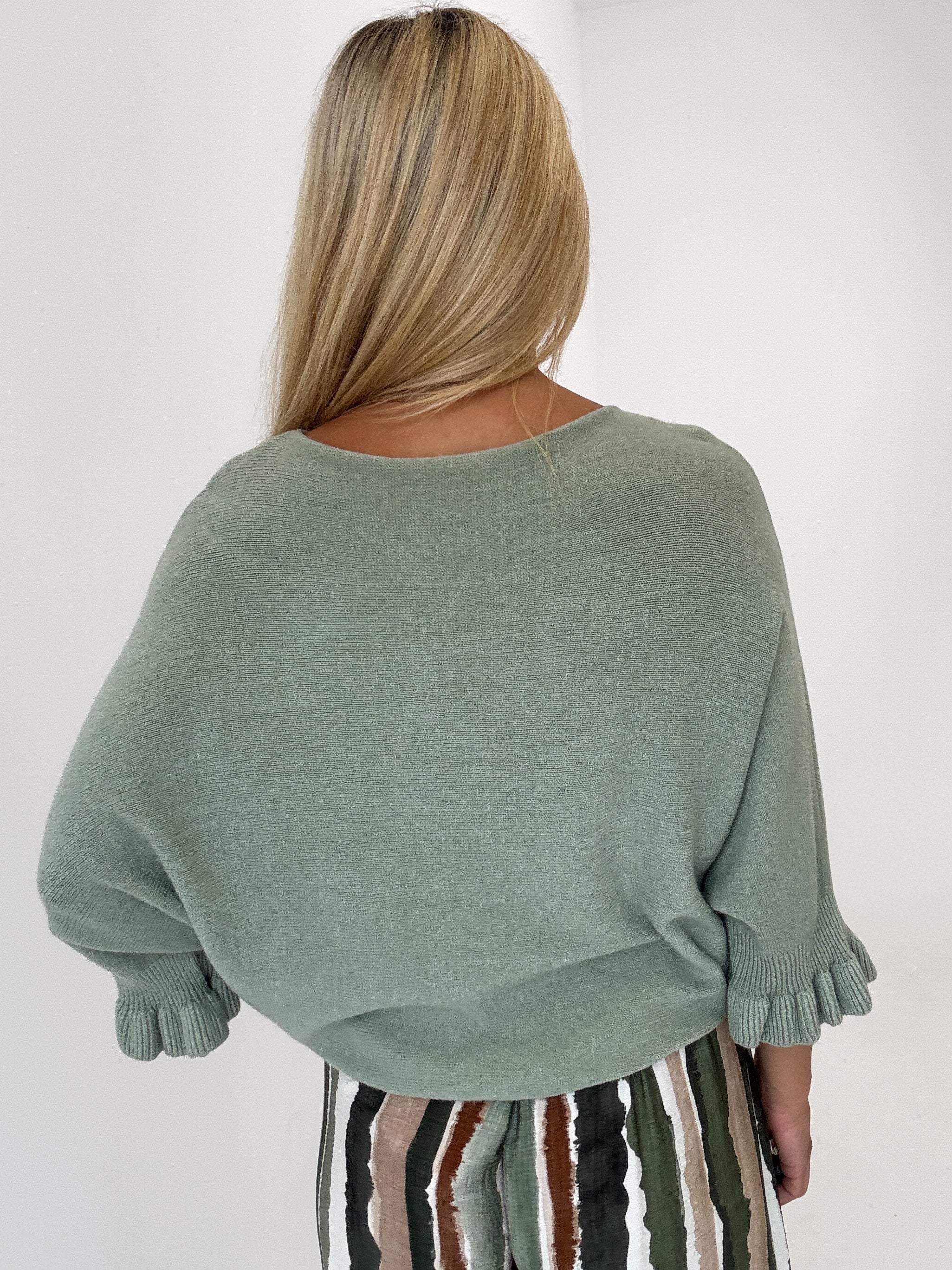 "Vicenza Volant" weicher Pullover mit Viscose - matcha grün