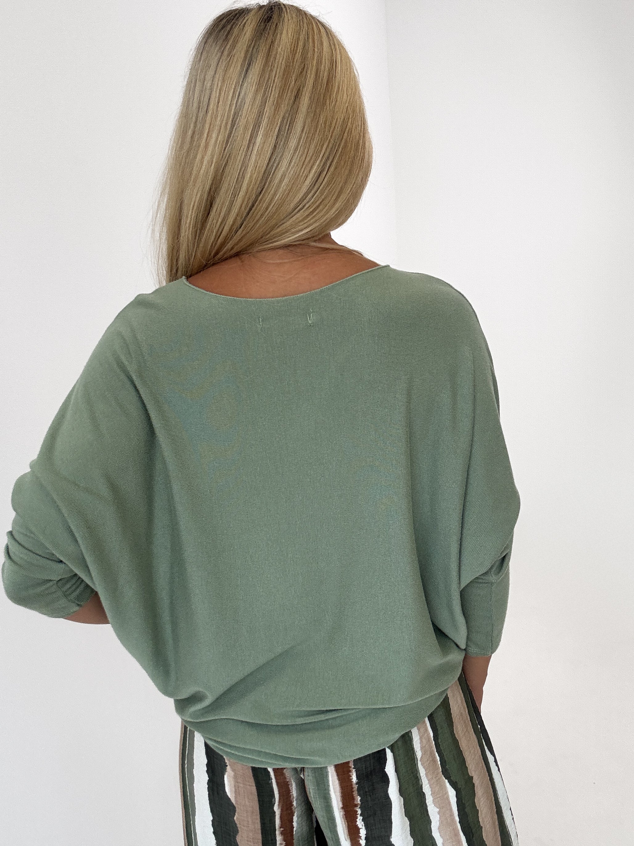 "Soft" weiches Longshirt aus Viscose & Wolle - matcha