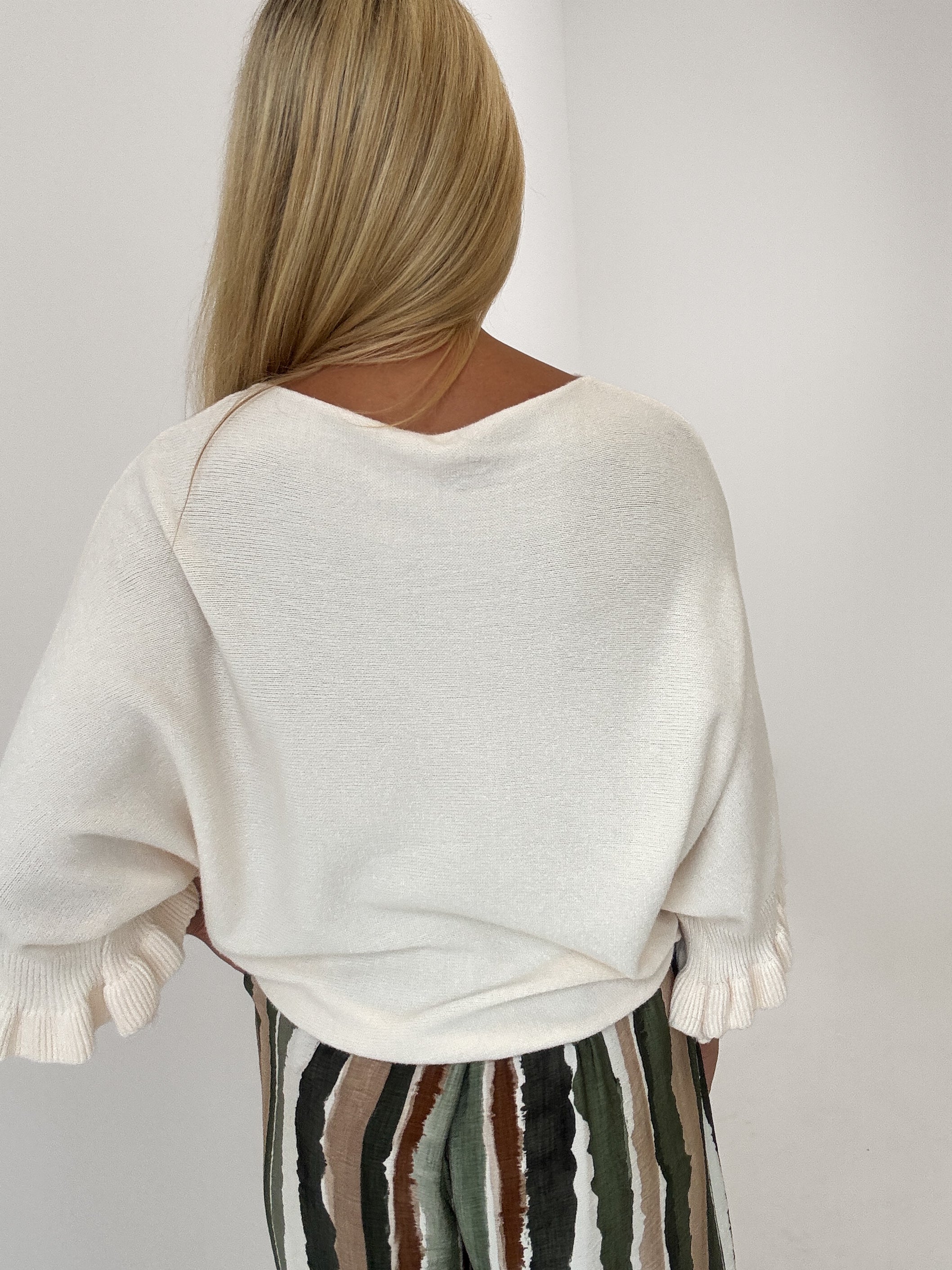 "Vicenza Volant" weicher Pullover mit Viscose - creme