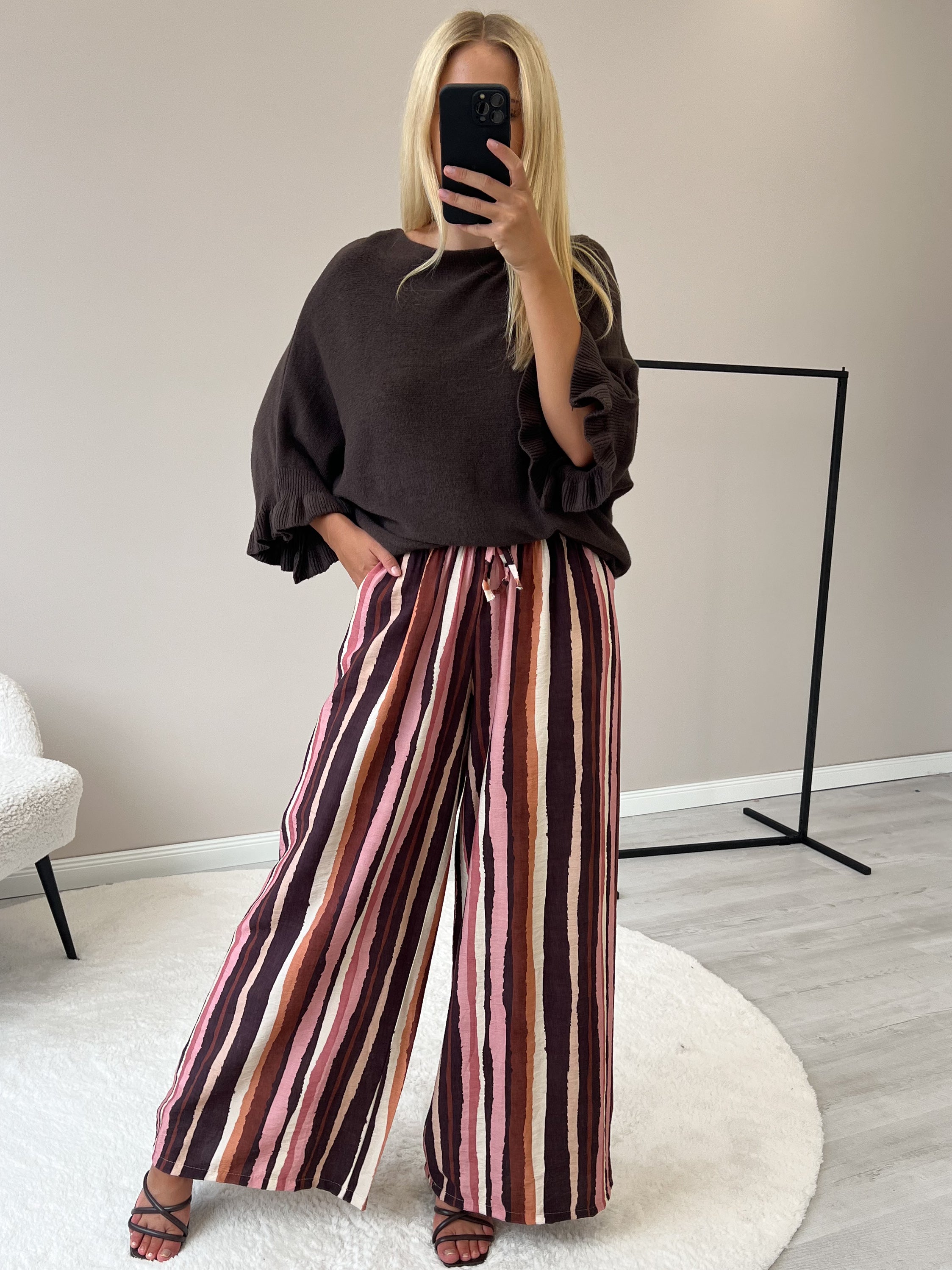 "Vicenza Volant" weicher Pullover mit Viscose - chocobraun