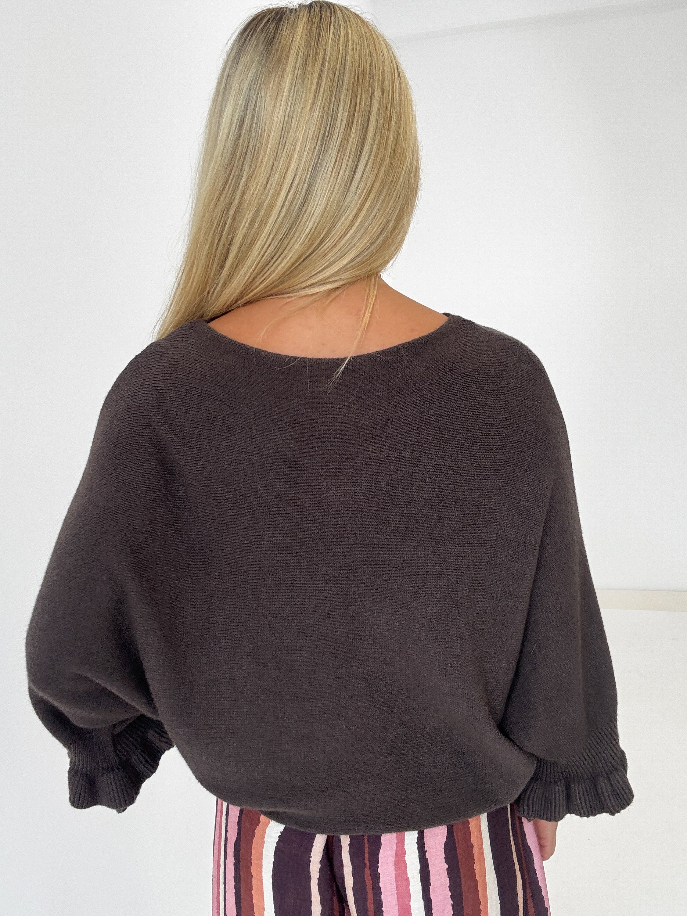"Vicenza Volant" weicher Pullover mit Viscose - chocobraun