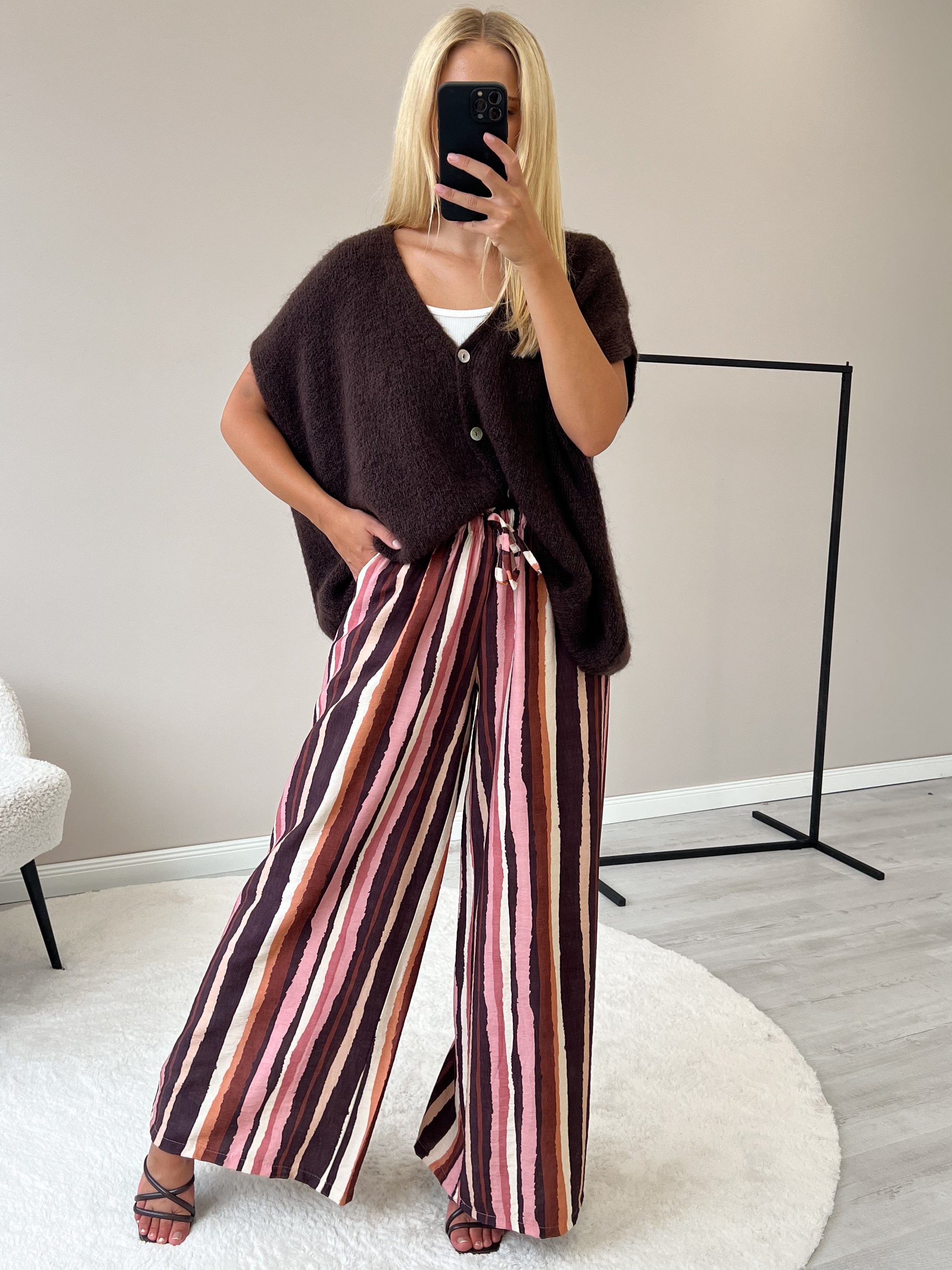 "Florida Vest" kuscheliger Cardigan mit Lana Wolle - dunkelbraun