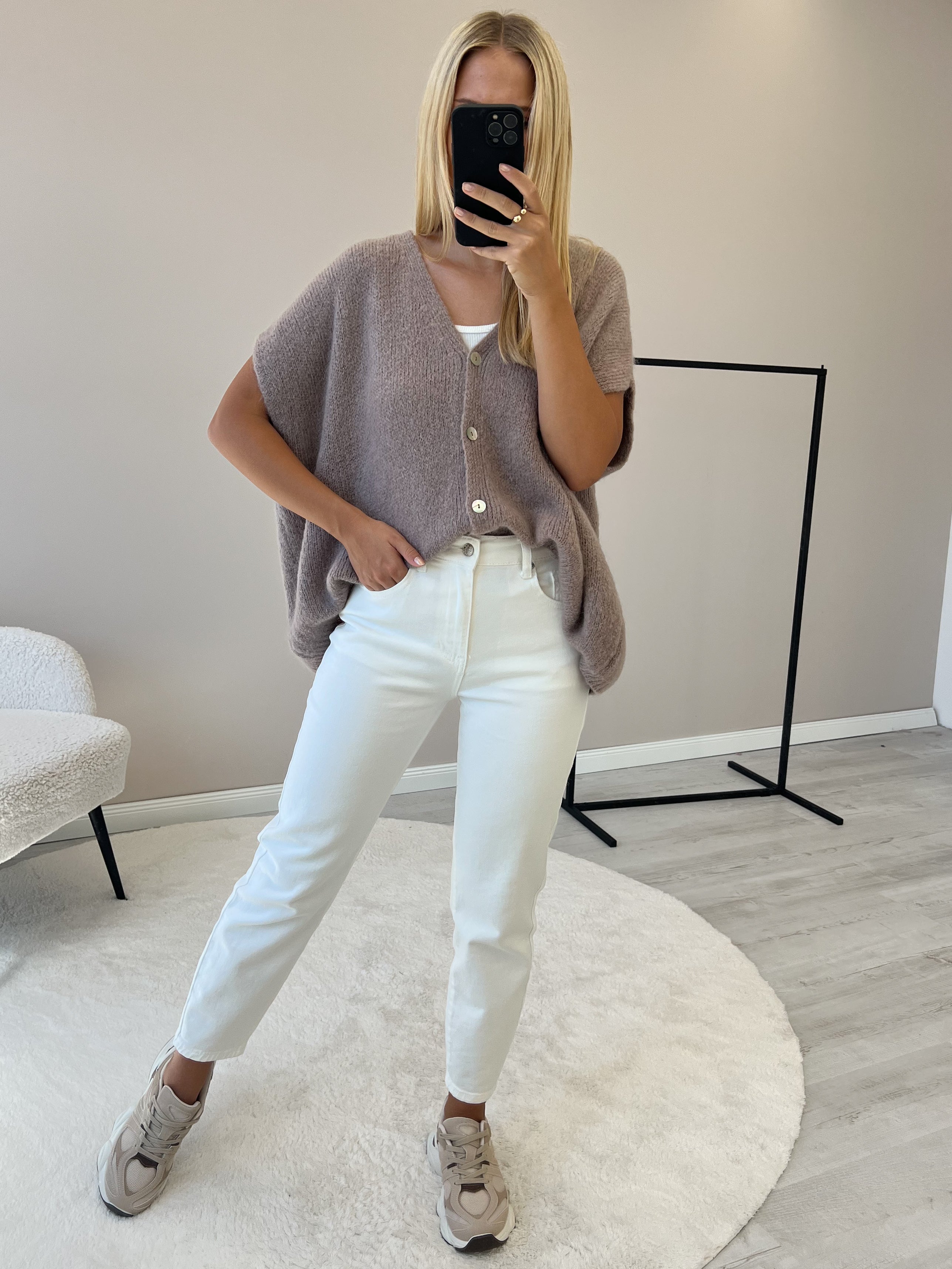 "Florida Vest" kuscheliger Cardigan mit Lana Wolle - mocca