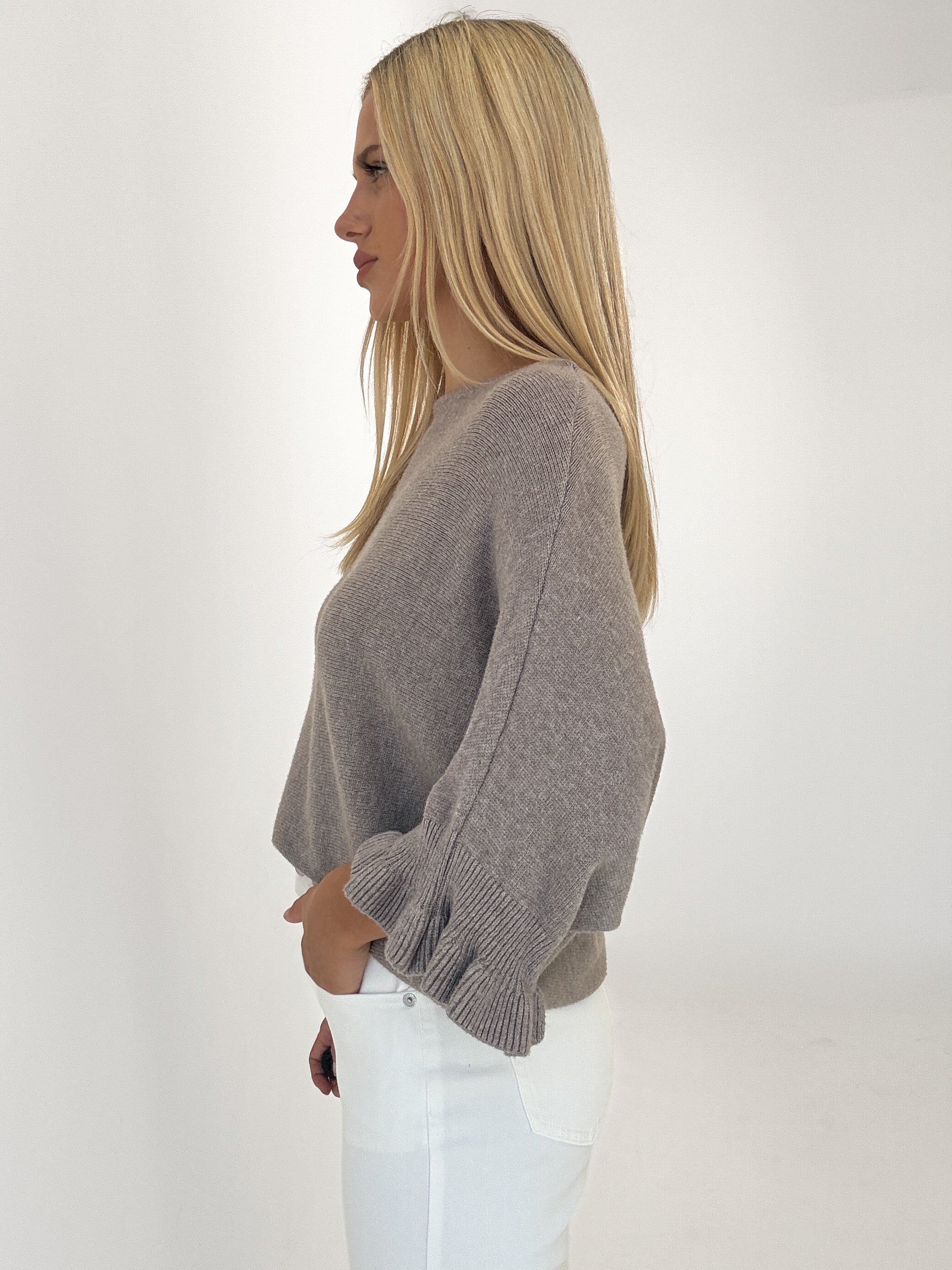 "Vicenza Volant" weicher Pullover mit Viscose - mocca
