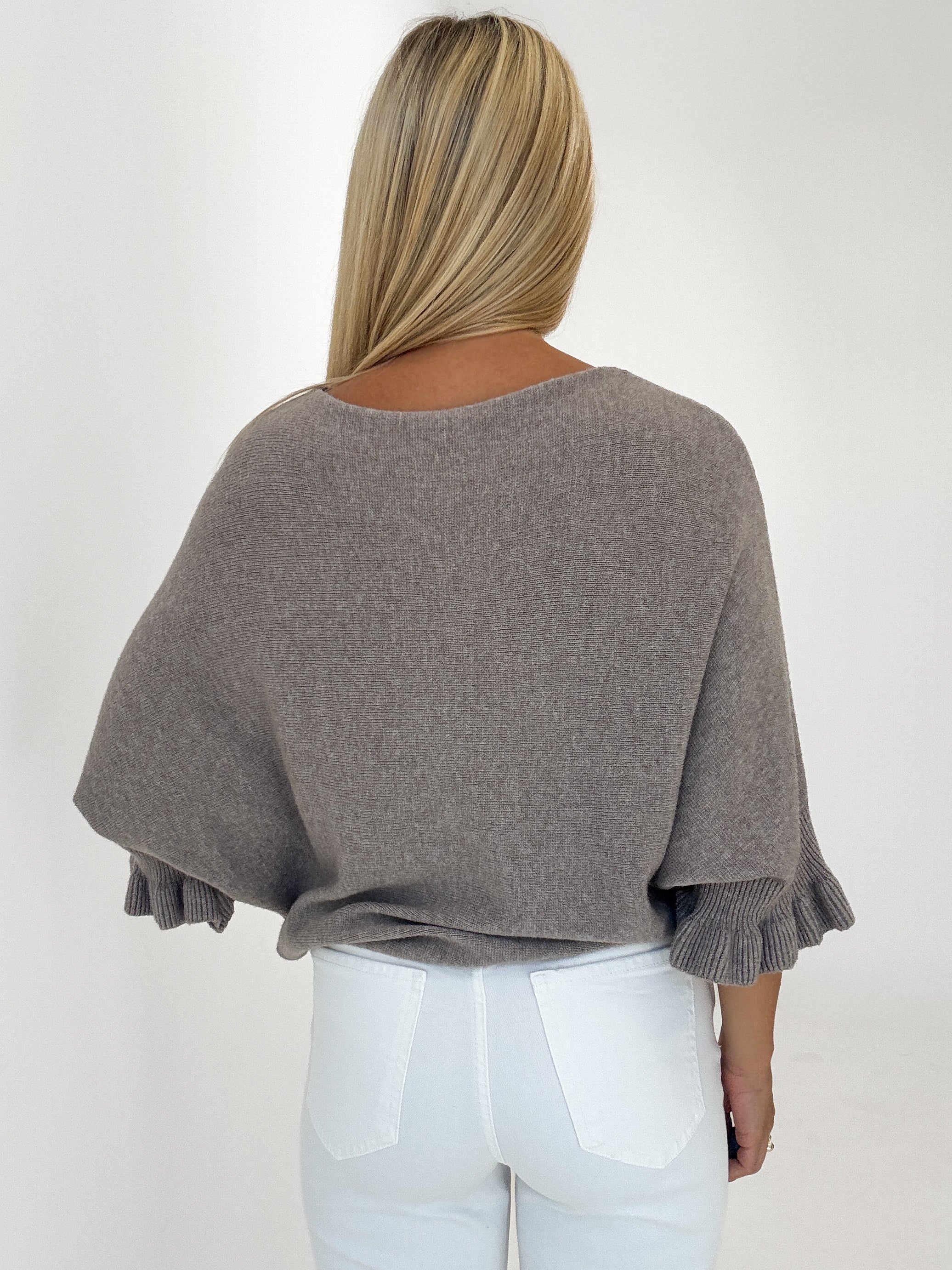 "Vicenza Volant" weicher Pullover mit Viscose - mocca