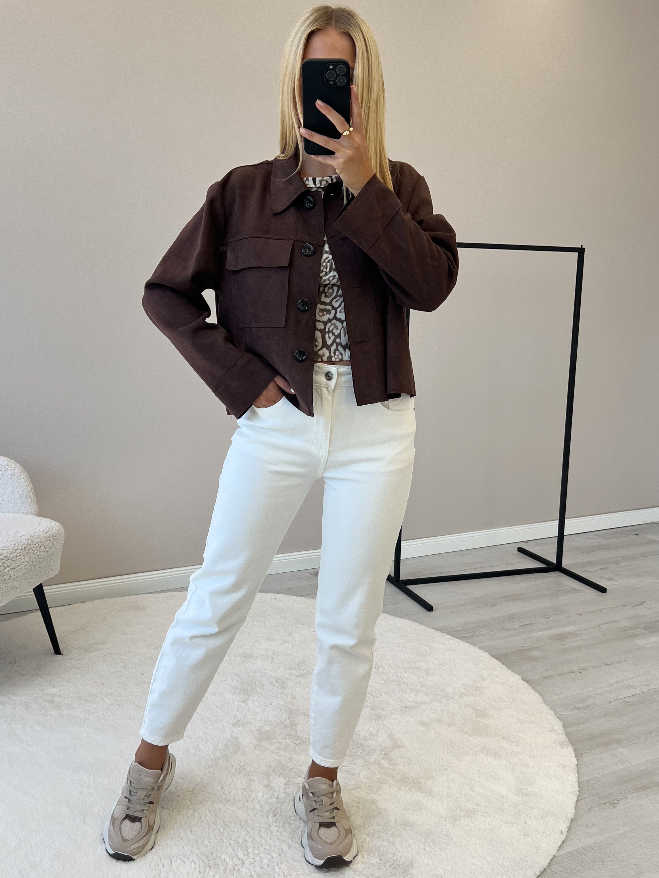 "Nelli 2.0" Jacke in Velourleder Optik  - braun