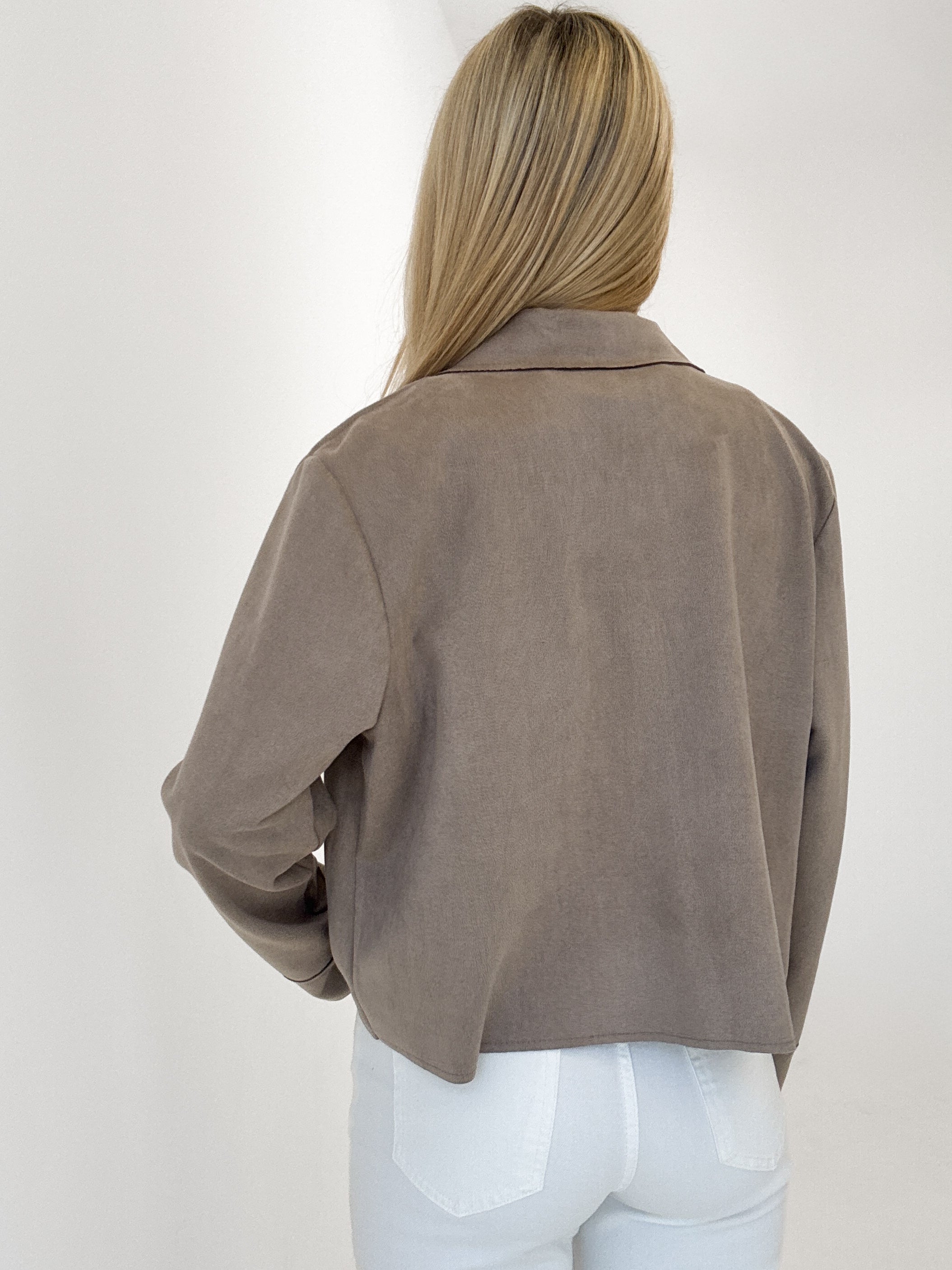 "Nelli 2.0" Jacke in Velourleder Optik  - mocca