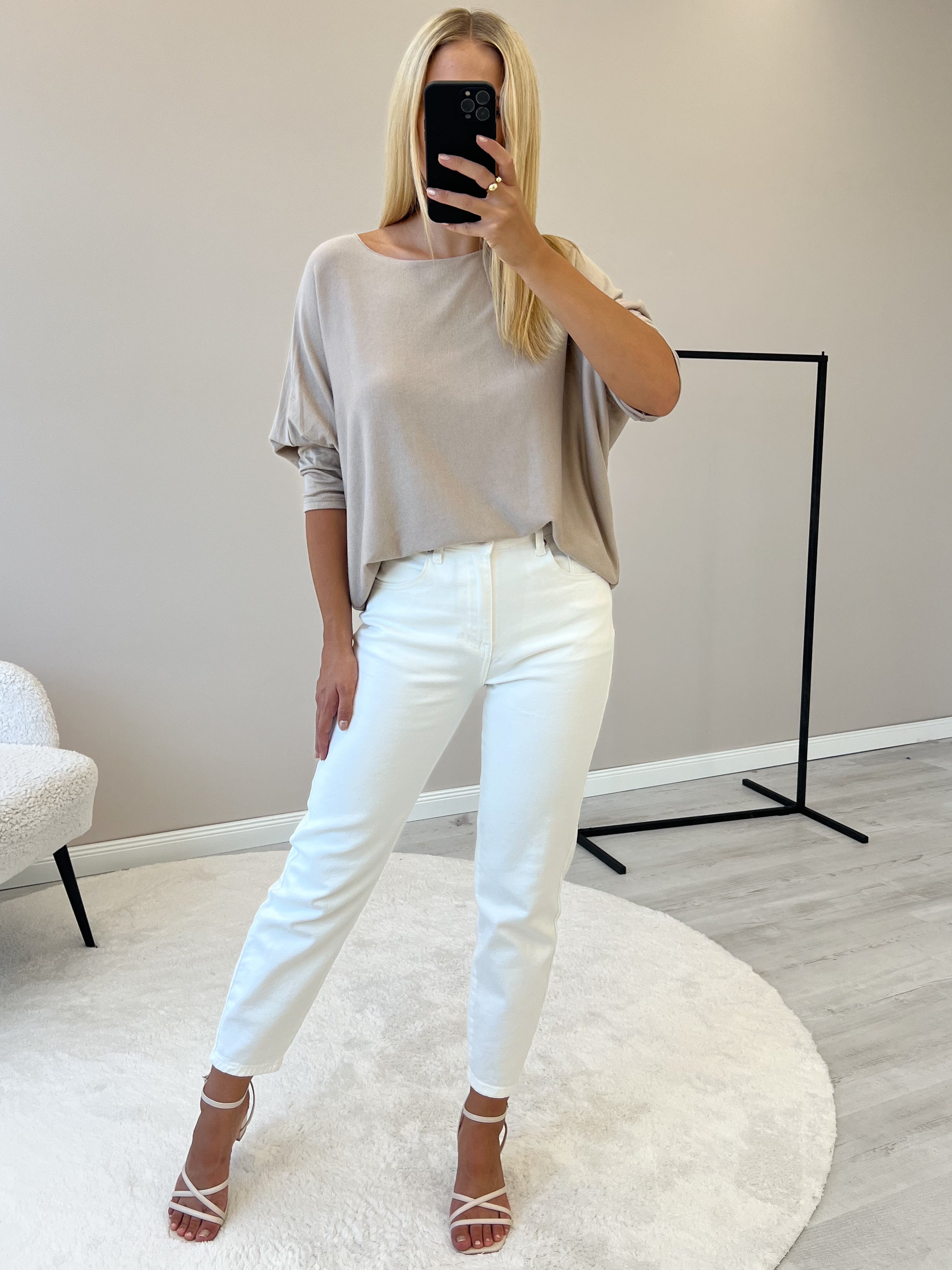 "Soft" weiches Longshirt aus Viscose & Wolle - dunkelbeige