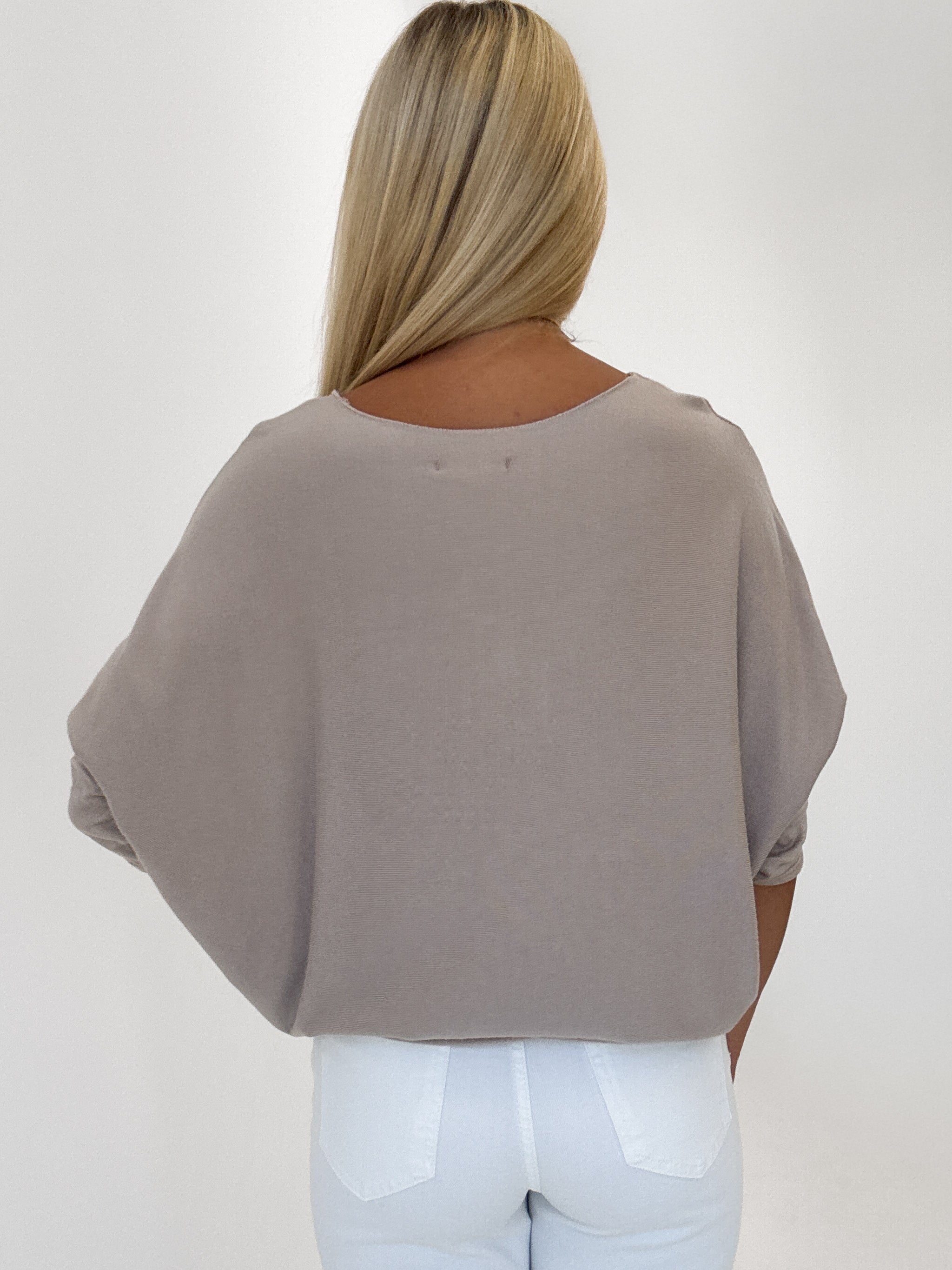 "Soft" weiches Longshirt aus Viscose & Wolle - dunkelbeige