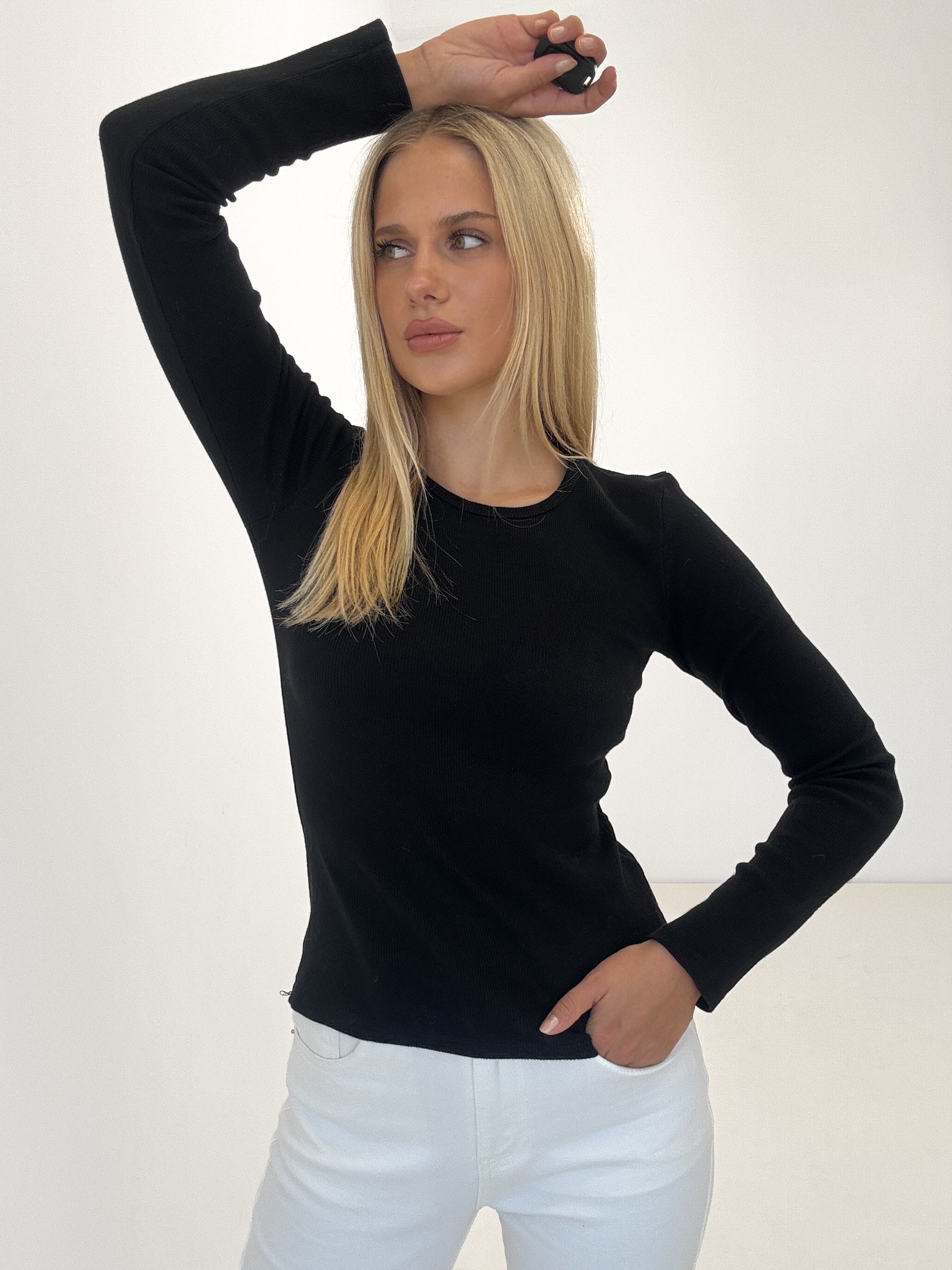 "Trapani" schönes Longshirt aus Baumwolle - schwarz
