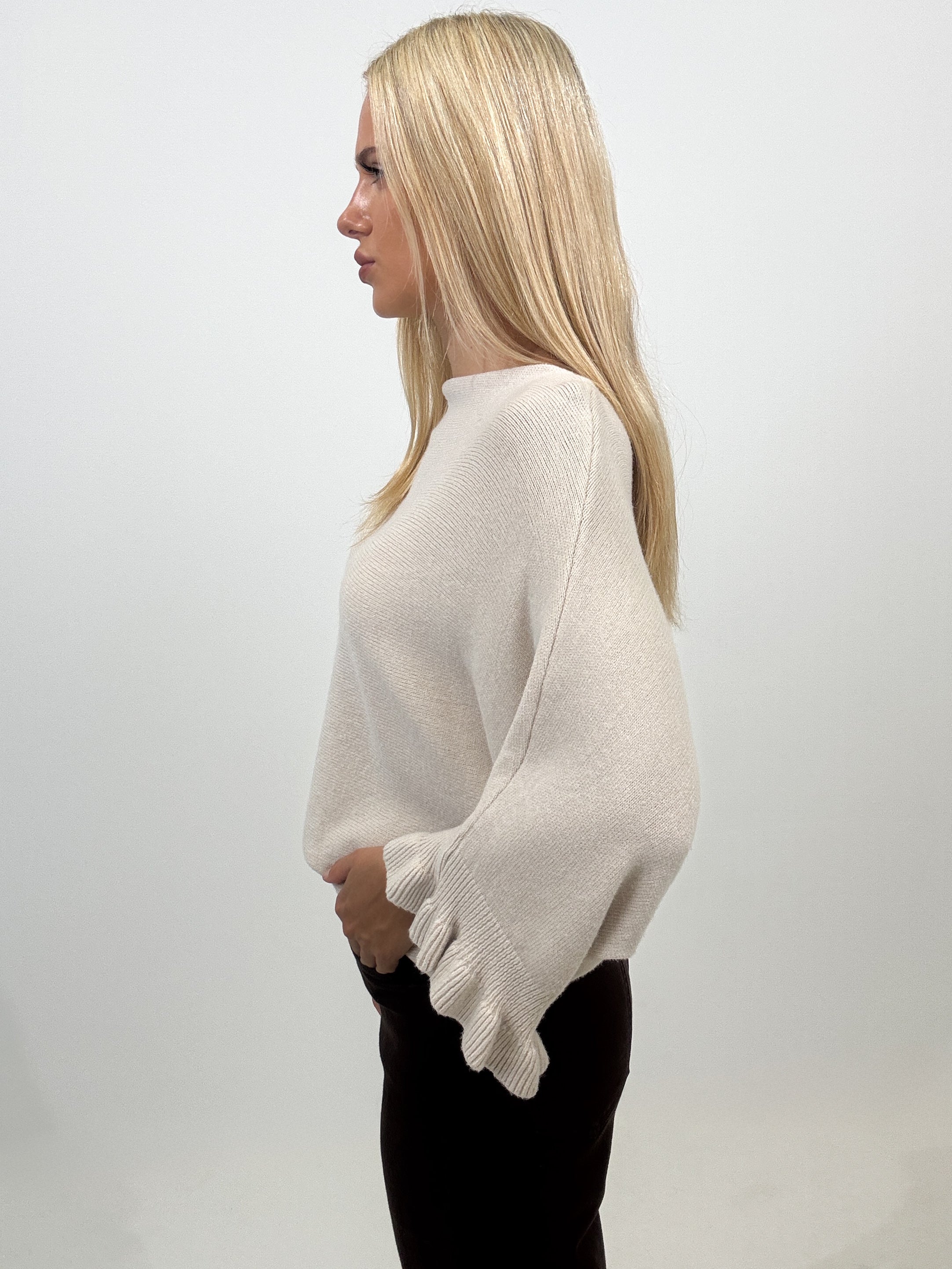 "Vicenza Volant" weicher Pullover mit Viscose - beige