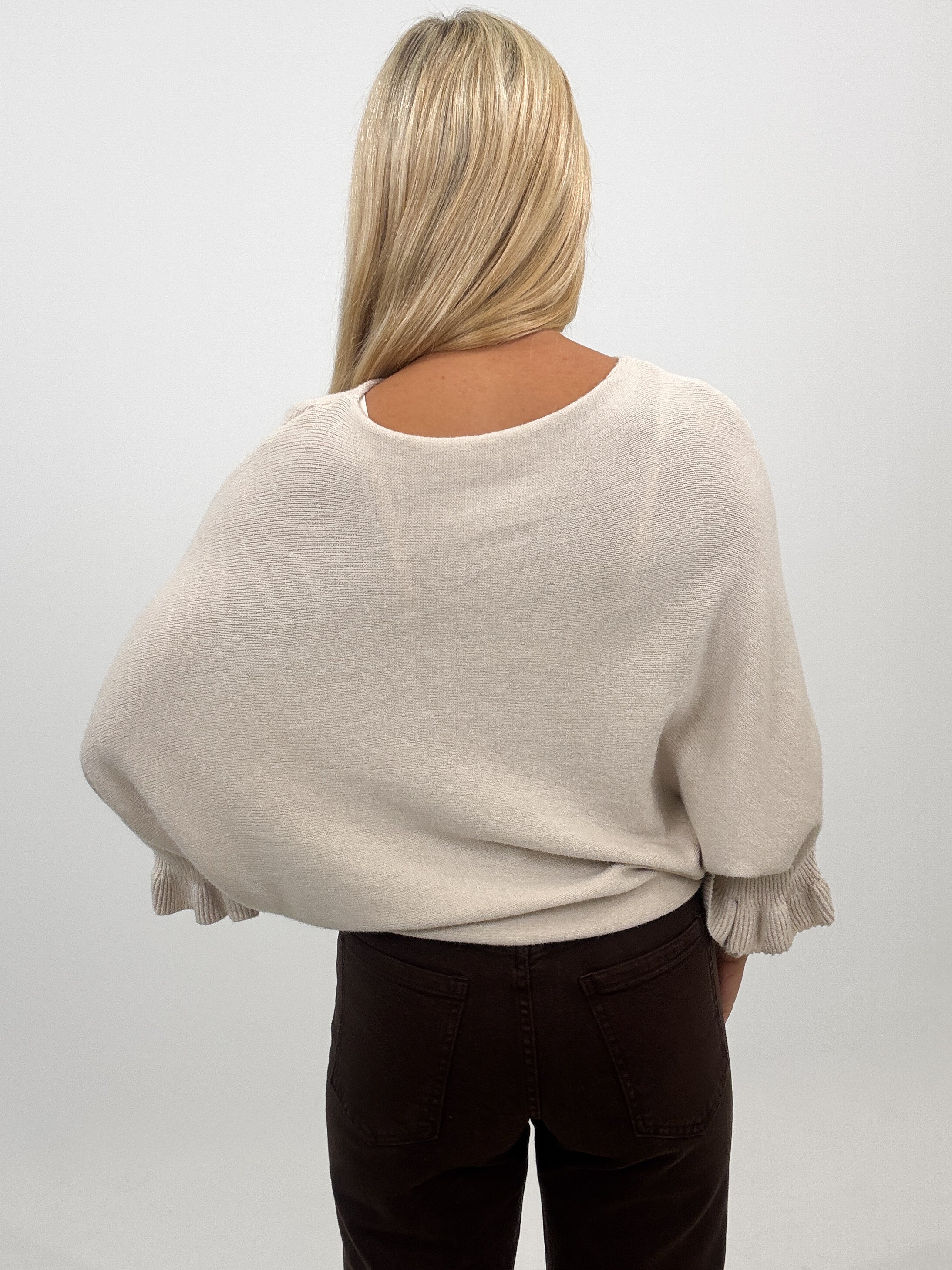 "Vicenza Volant" weicher Pullover mit Viscose - beige