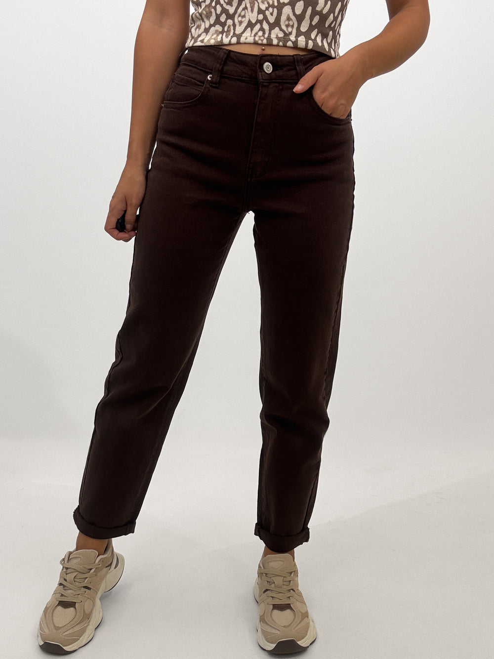 "Mom Brown" Old Mom Fit Jeans - braun