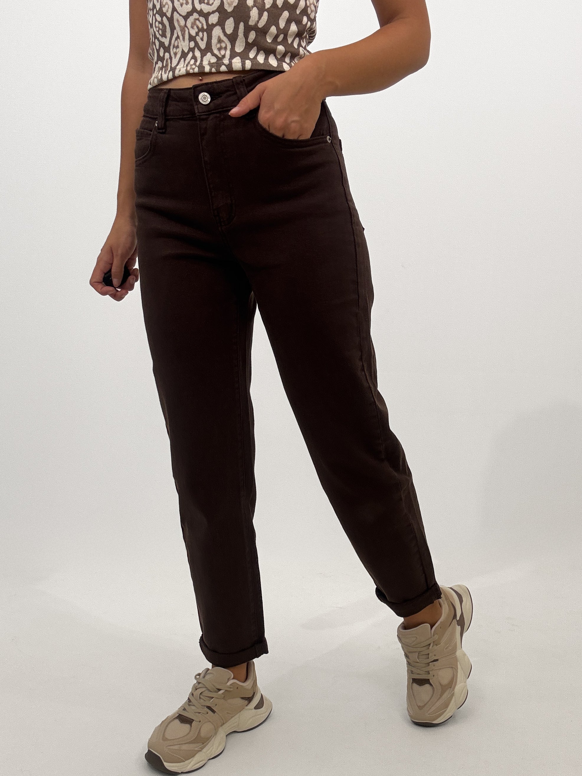 "Mom Brown" Old Mom Fit Jeans - braun