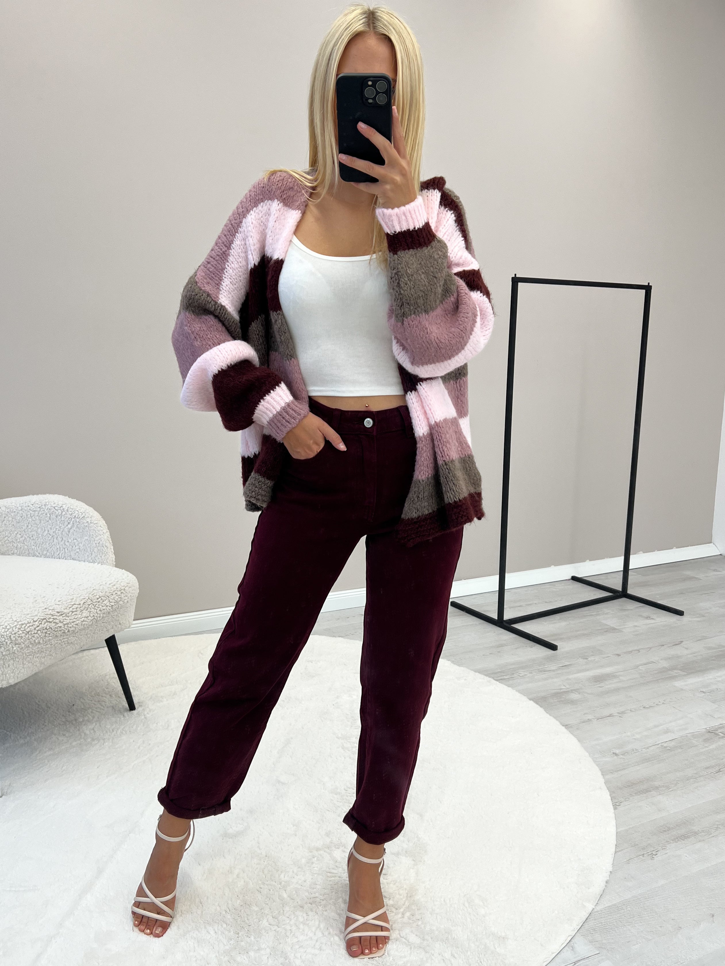 "Mom Bordeaux" Old Mom Fit Jeans - bordeaux