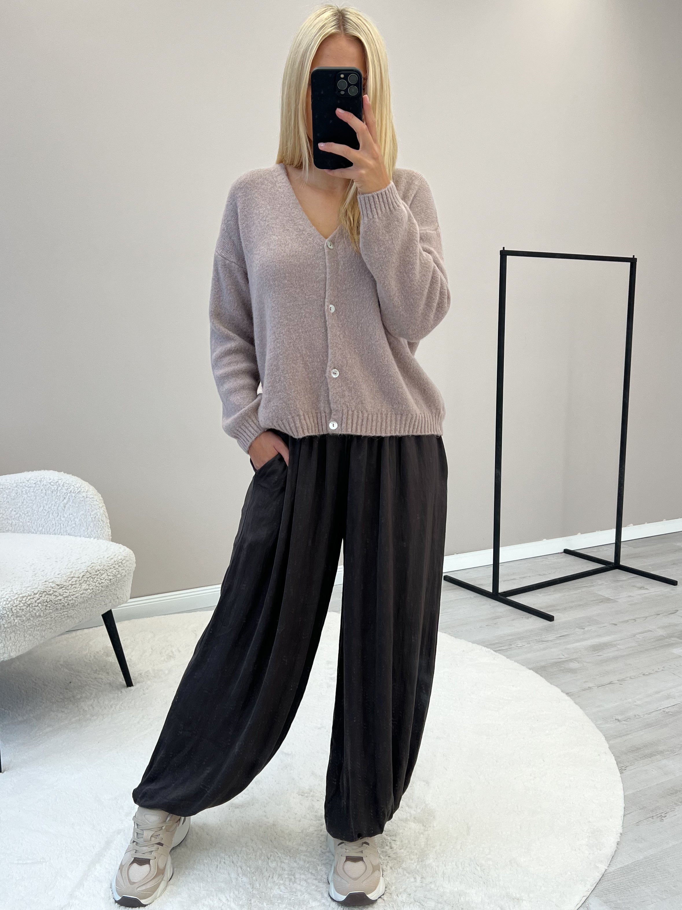 "Orlando V" kuscheliger Cardigan aus Alpaka Wolle - mocca