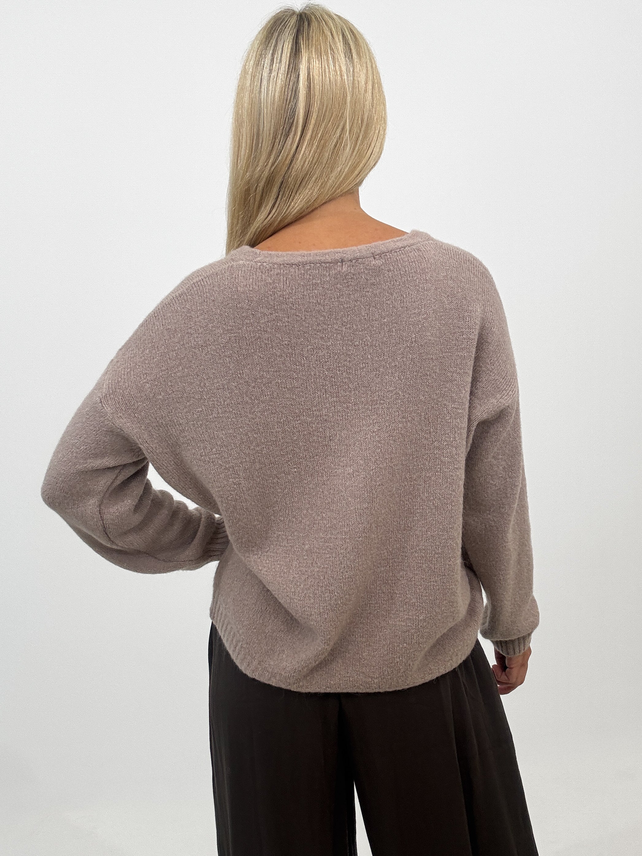 "Orlando V" kuscheliger Cardigan aus Alpaka Wolle - mocca