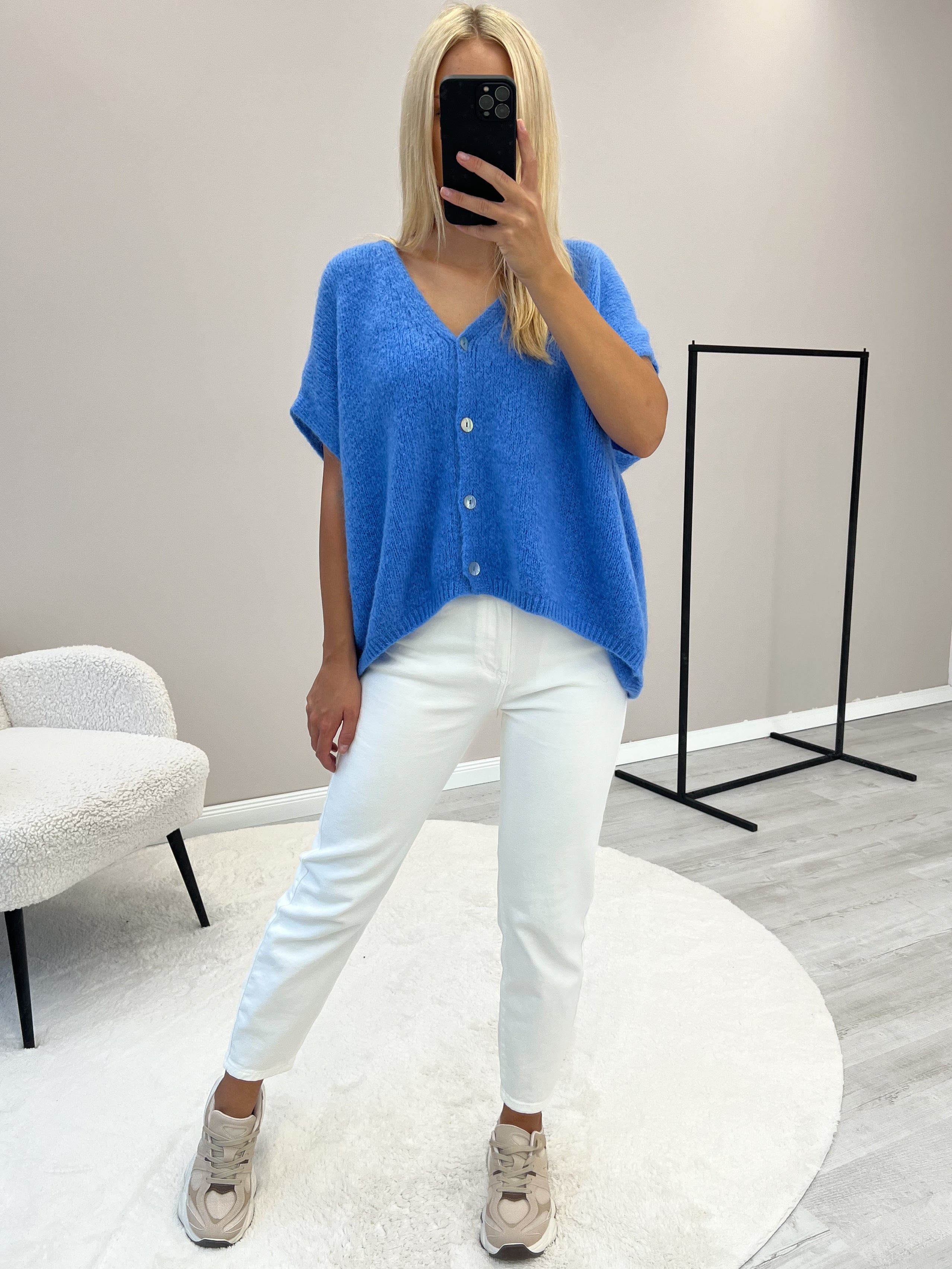 "Florida Vest" kuscheliger Cardigan mit Lana Wolle - blau
