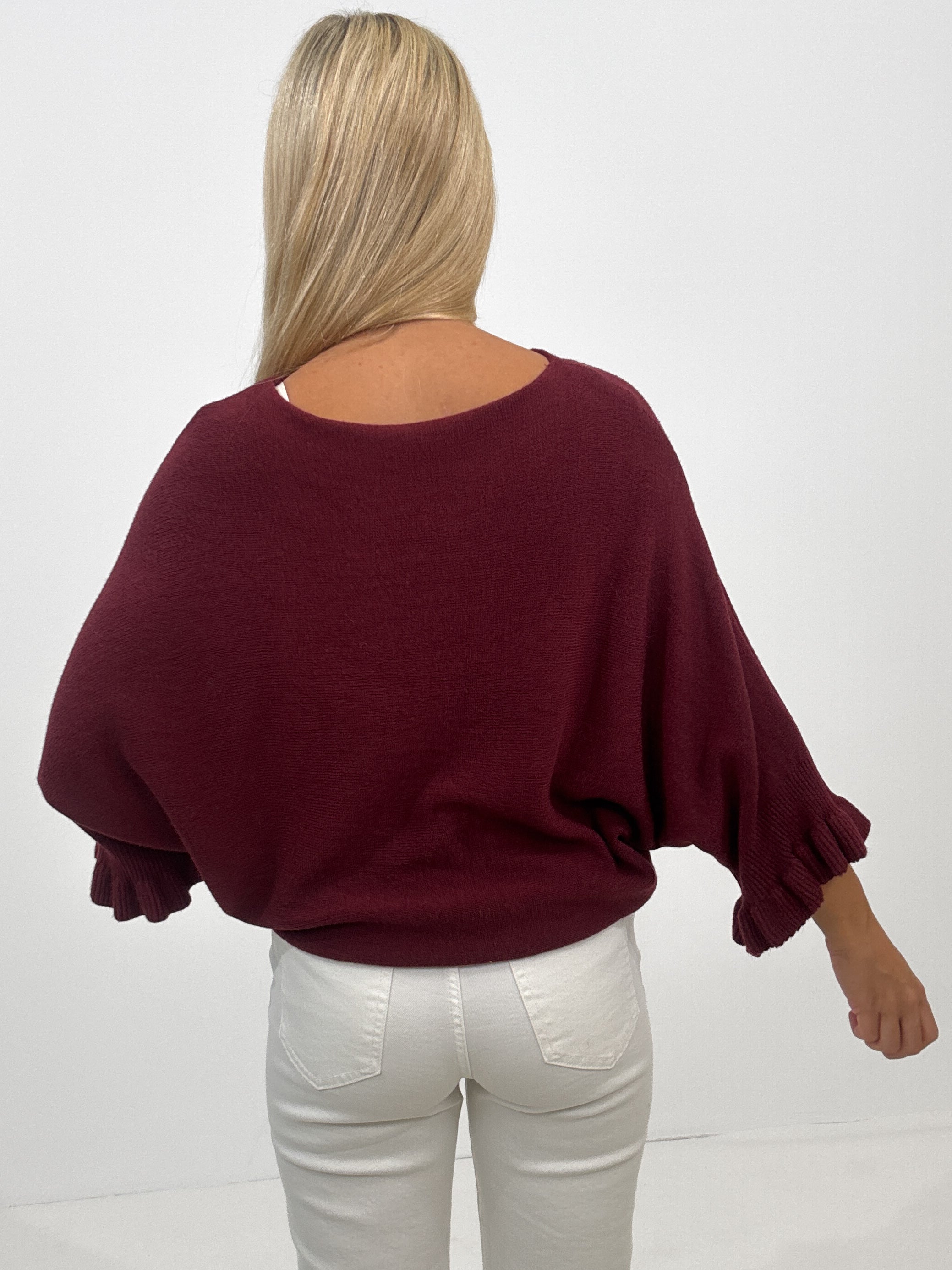 "Vicenza Volant" weicher Pullover mit Viscose - bordeaux