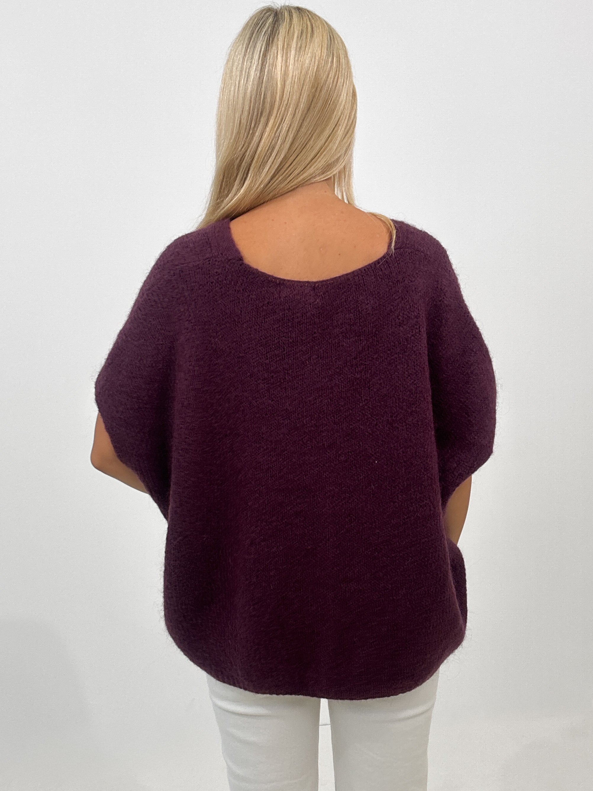 "Florida Vest" kuscheliger Cardigan mit Lana Wolle - plum