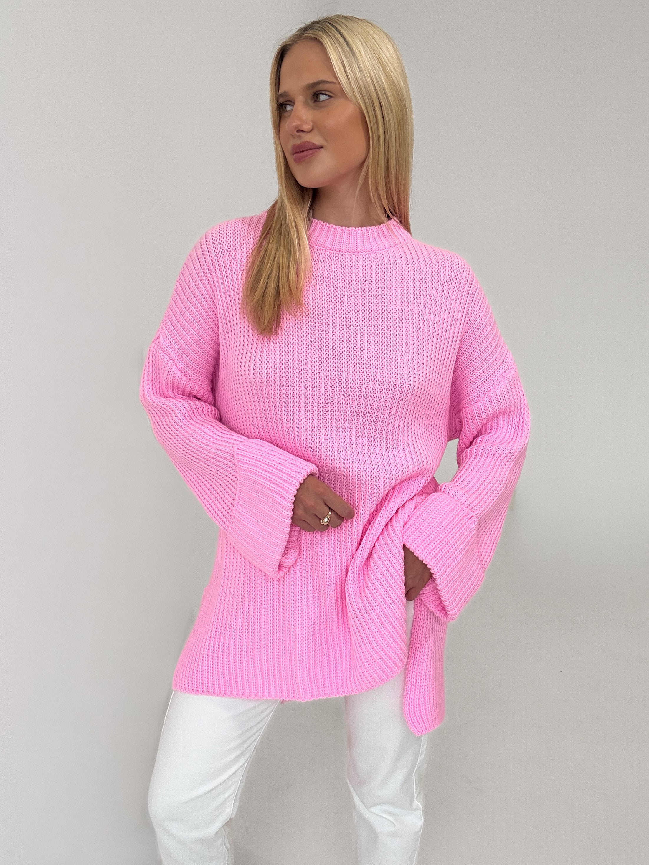 Strickpullover mit Schlitz - cotton candy