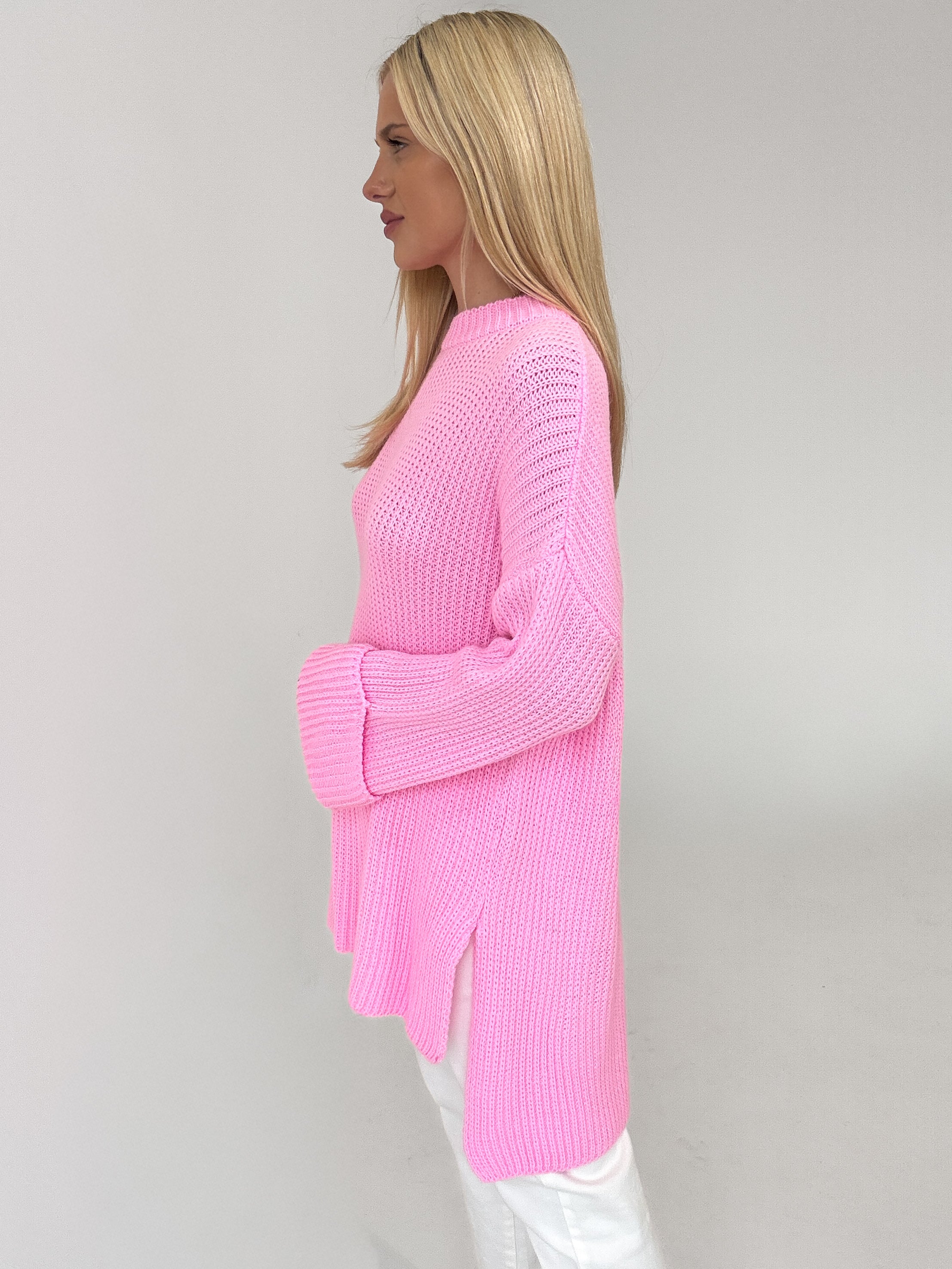 Strickpullover mit Schlitz - cotton candy