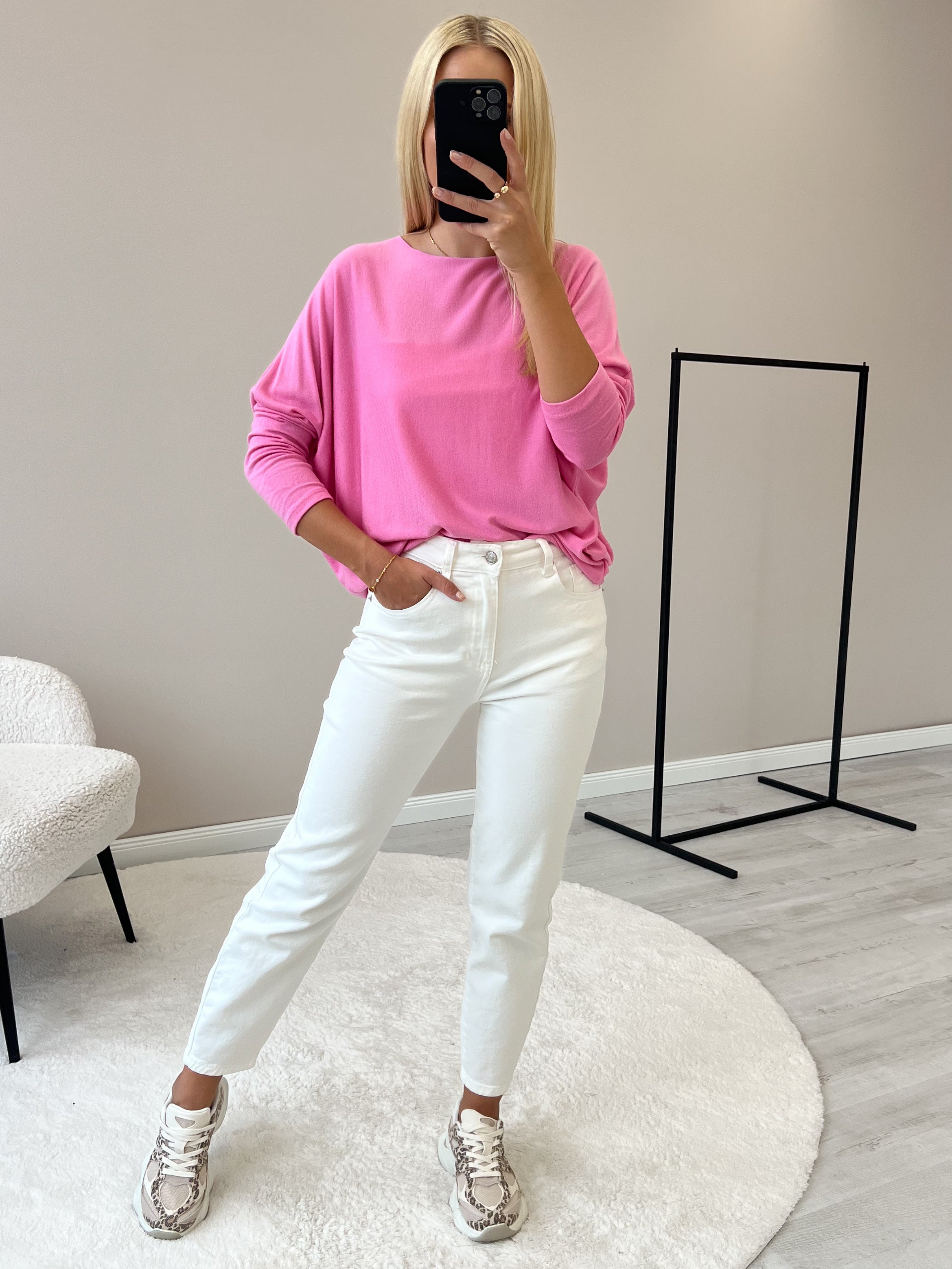 "Soft" weiches Longshirt aus Viscose & Lana Wolle - pink
