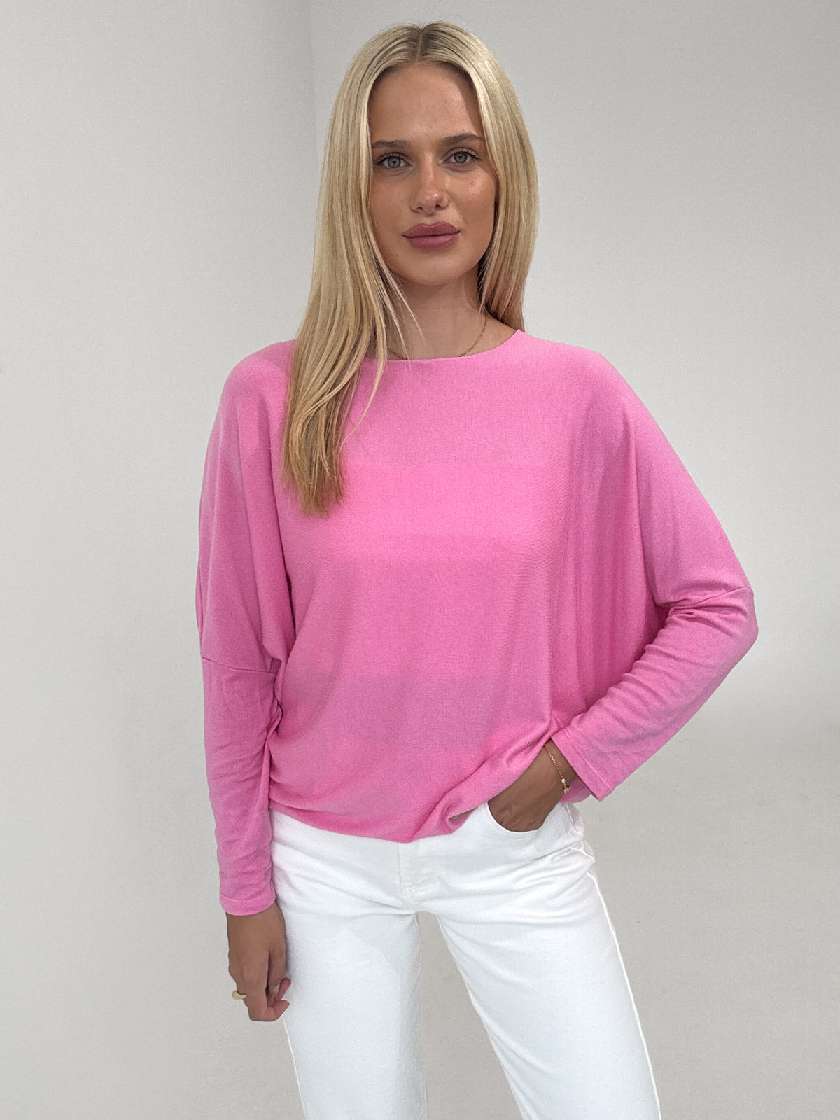 "Soft" weiches Longshirt aus Viscose & Lana Wolle - pink