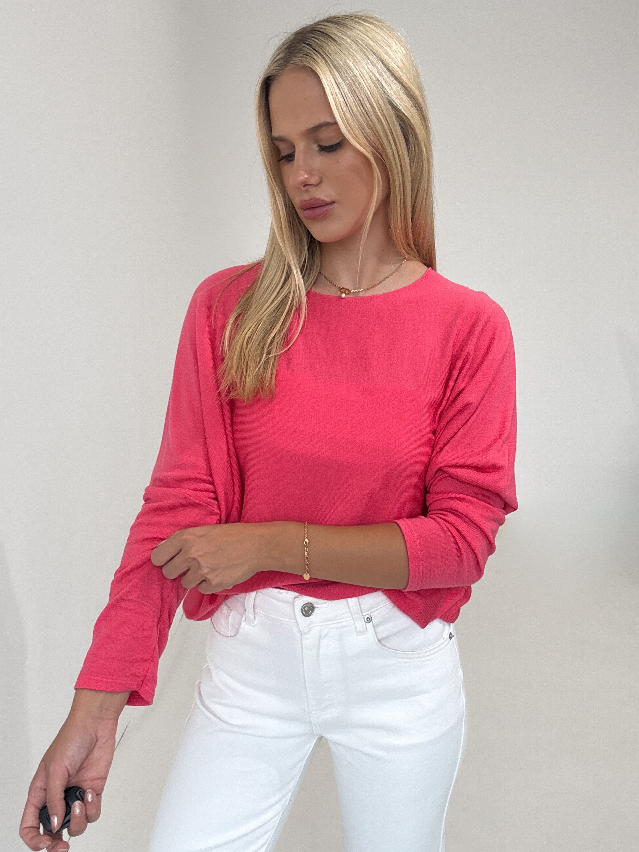 "Soft" weiches Longshirt aus Viscose & Lana Wolle - coral