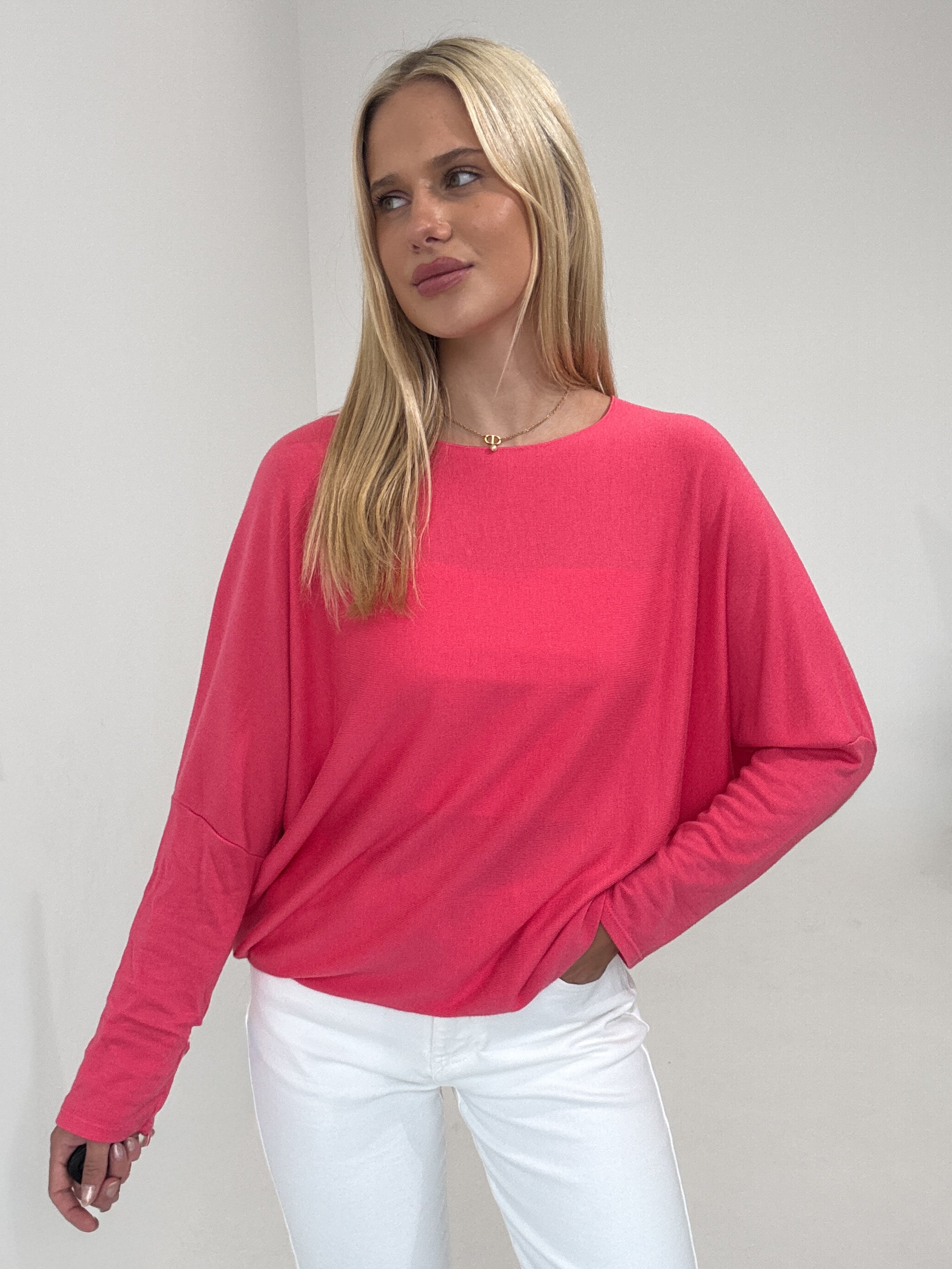 "Soft" weiches Longshirt aus Viscose & Lana Wolle - coral